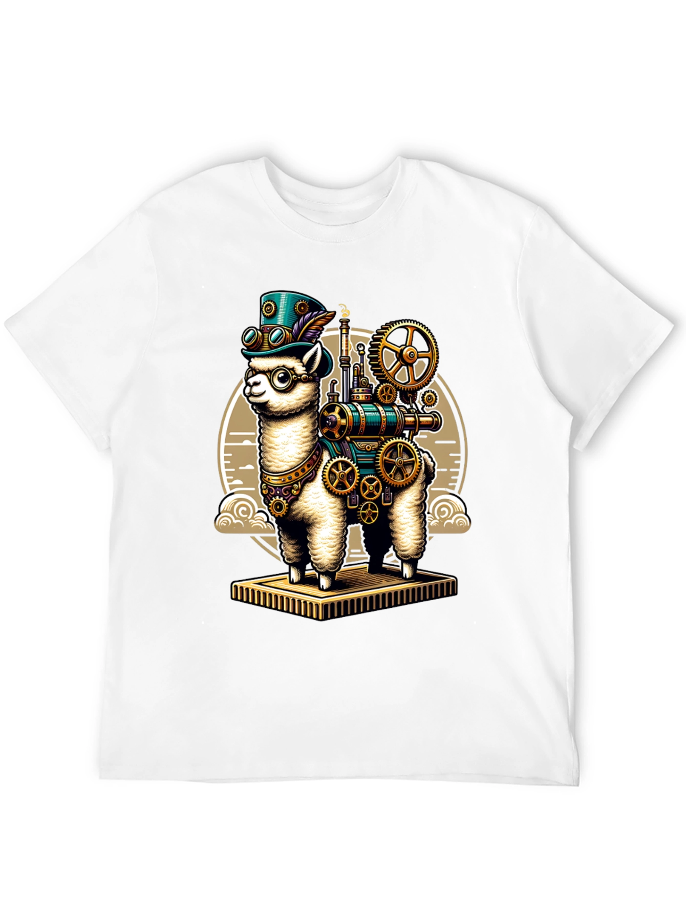 Black Steampunk Llama T-Shirt: Gear Up Your Style! view 12