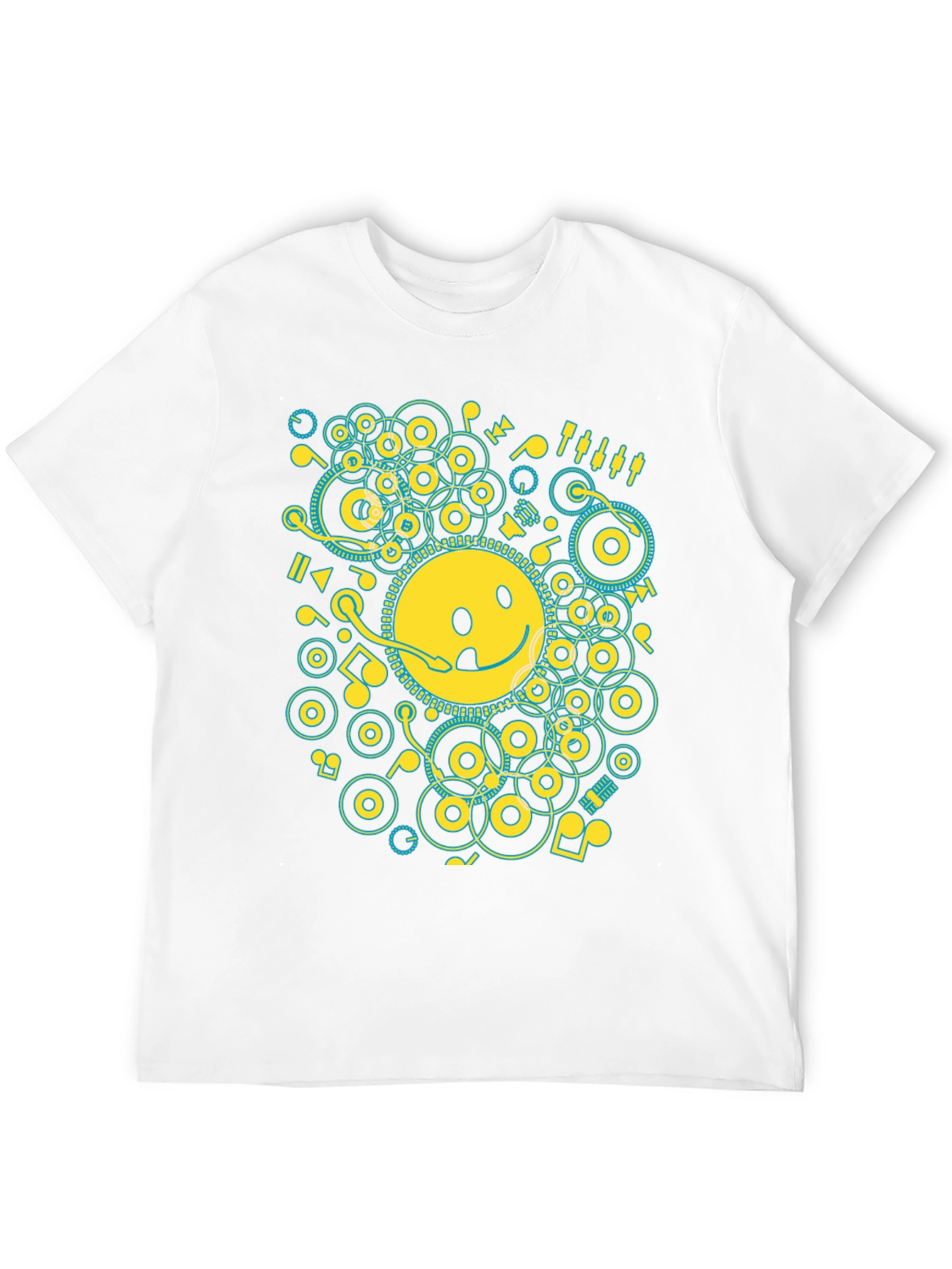 Black Smiley Face Music Graphic T-Shirt - Casual Black Tee view 12