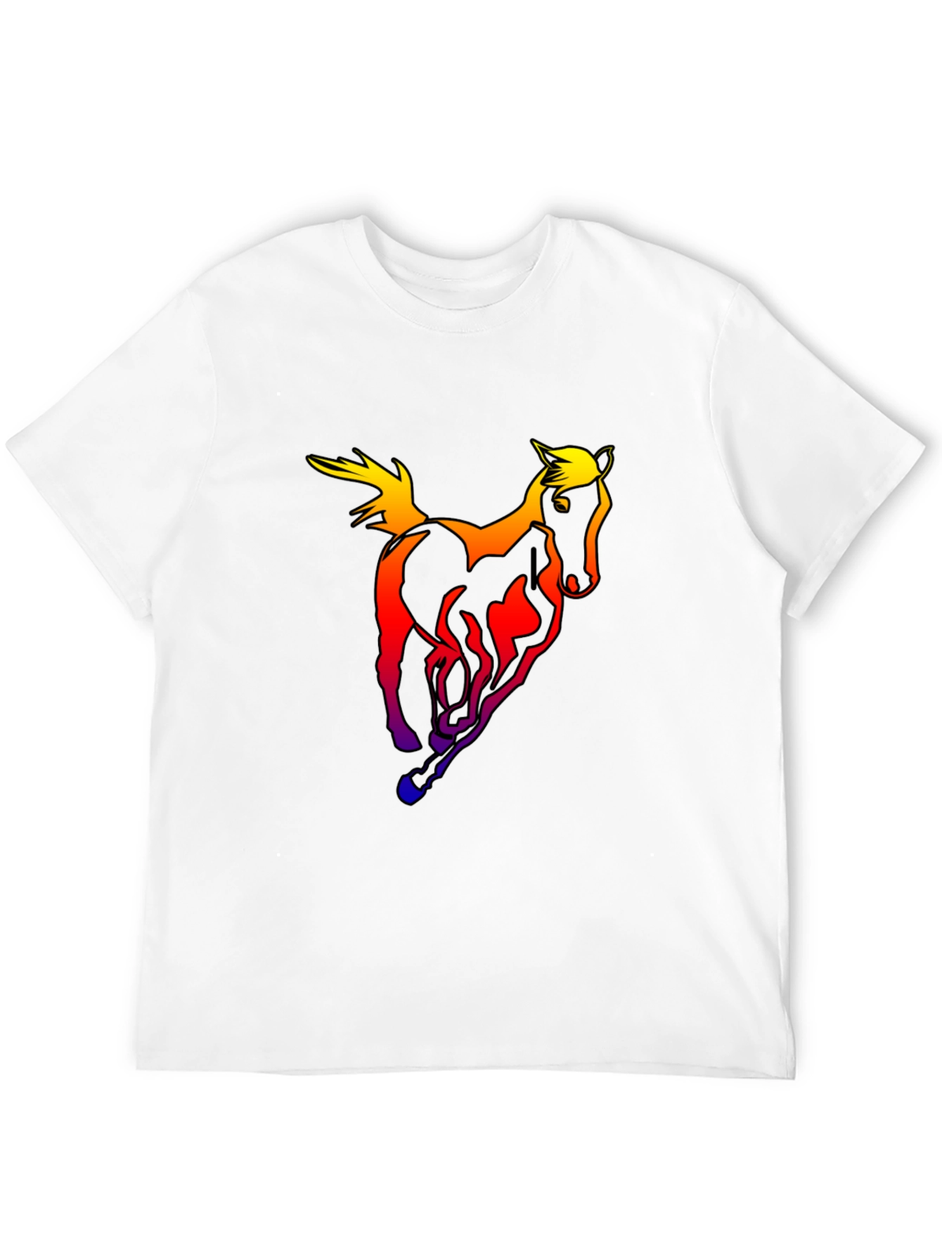 Black Abstract Horse Graphic Men's Black T-Shirt view 12