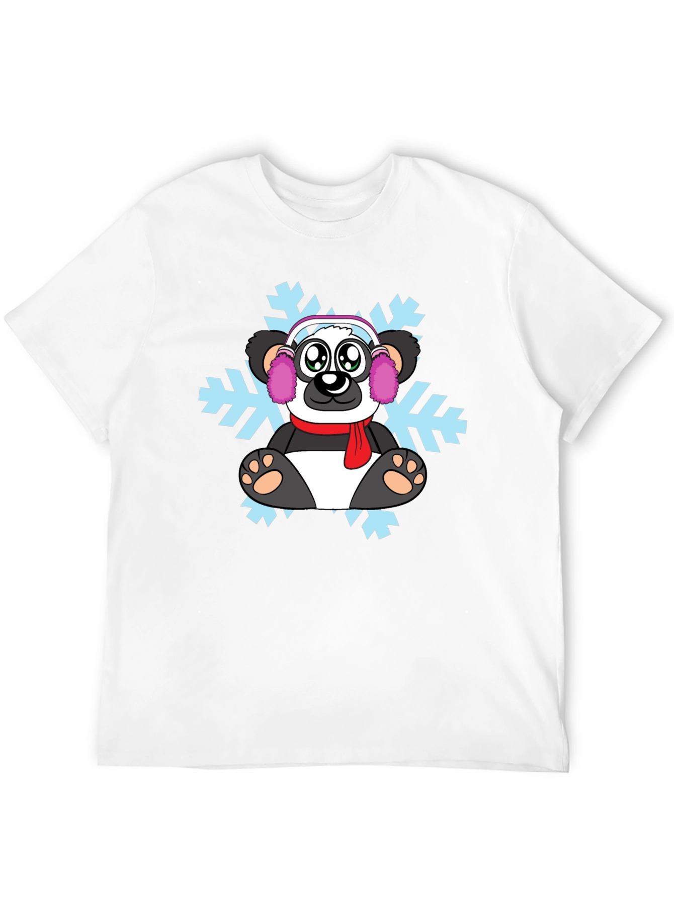 Black Winter Panda Graphic T-Shirt - Cozy Style view 12