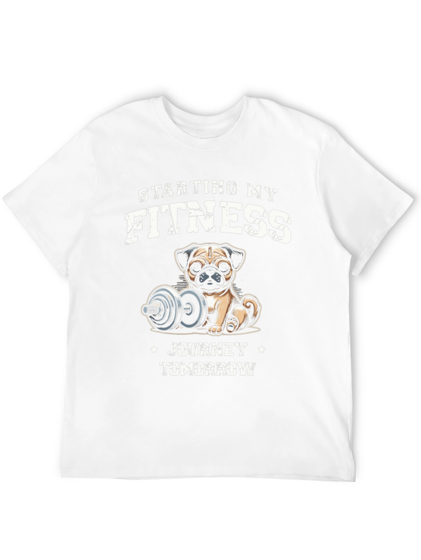 Black Funny Pug Fitness T-Shirt: Starting My Journey Tomorrow view 12