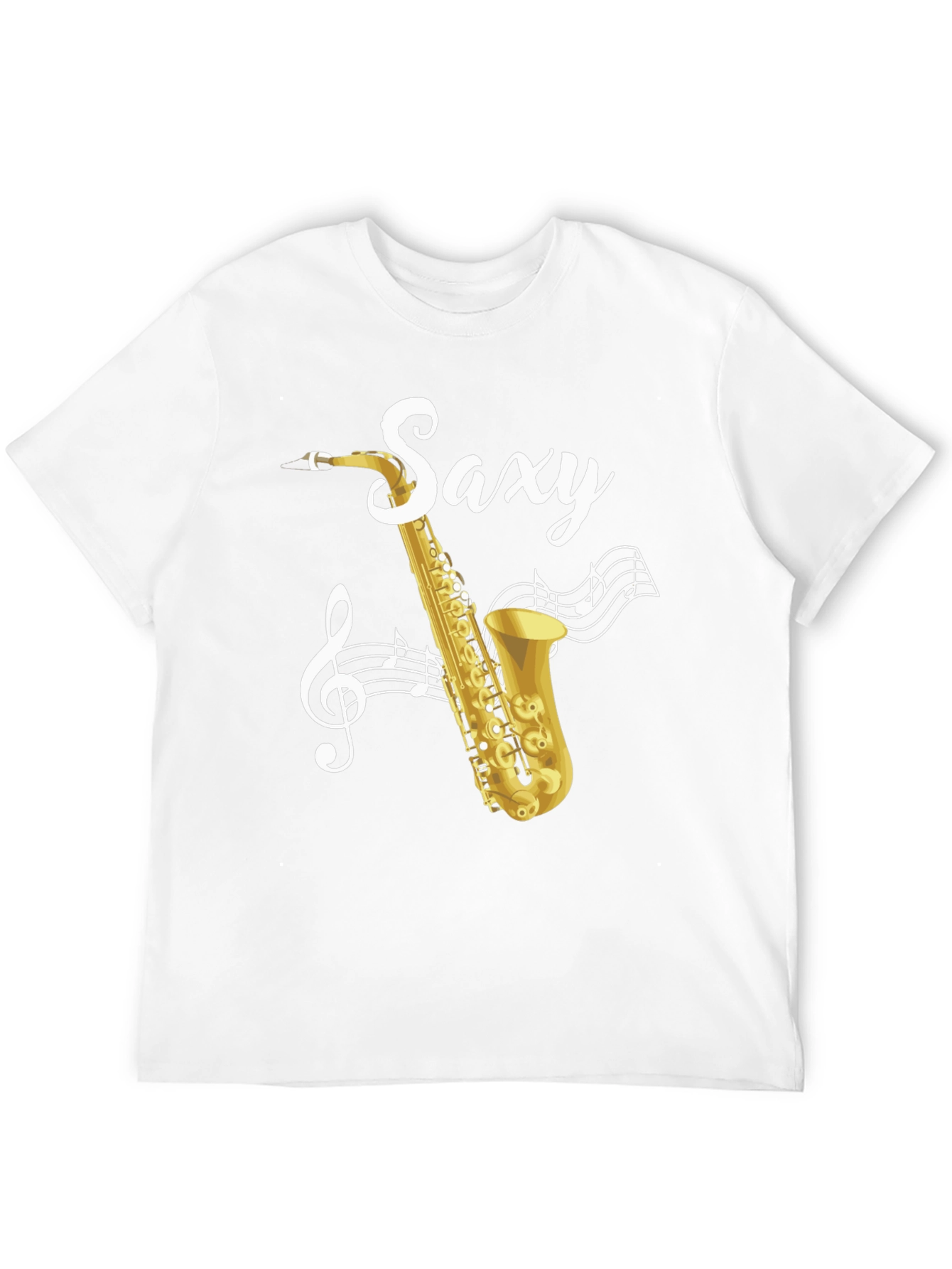 Black Saxy Saxophone Music Notes Graphic T-Shirt view 12