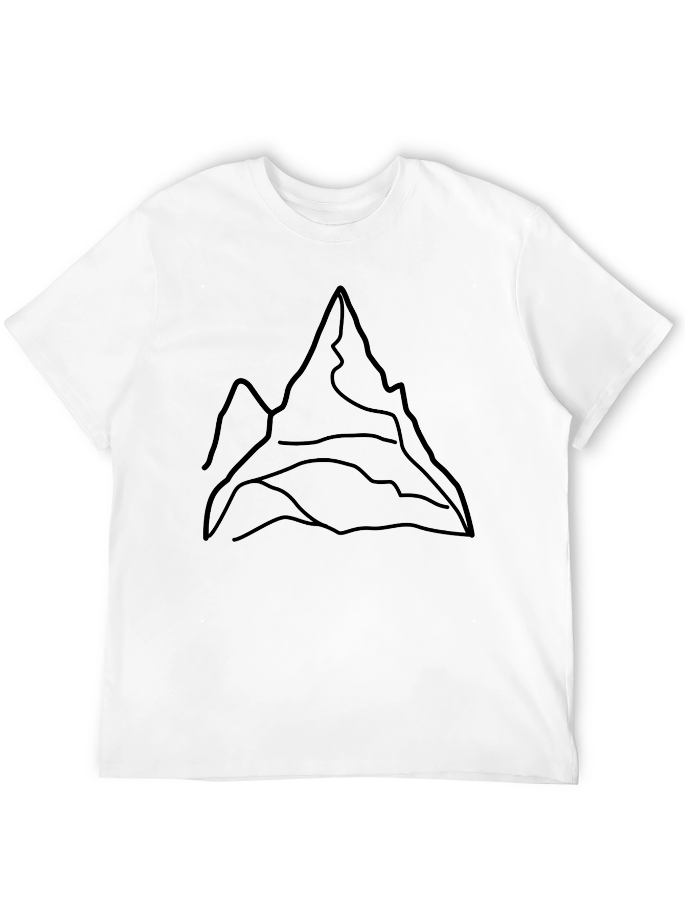 Black Minimalist Mountain Line Art Black T-Shirt view 12