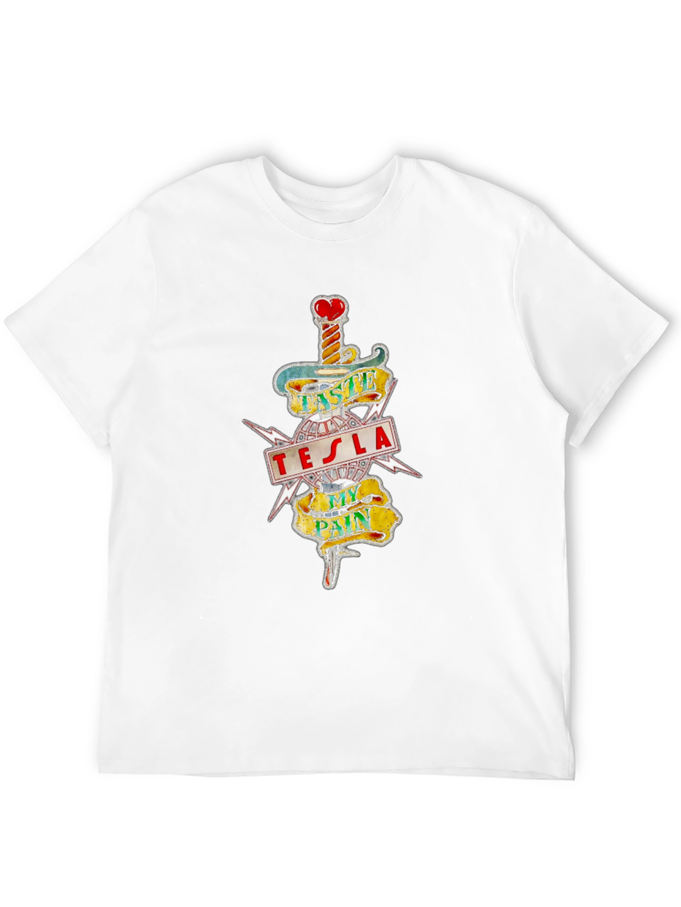 Tesla Taste My Pain Graphic Print Black T-Shirt - 12