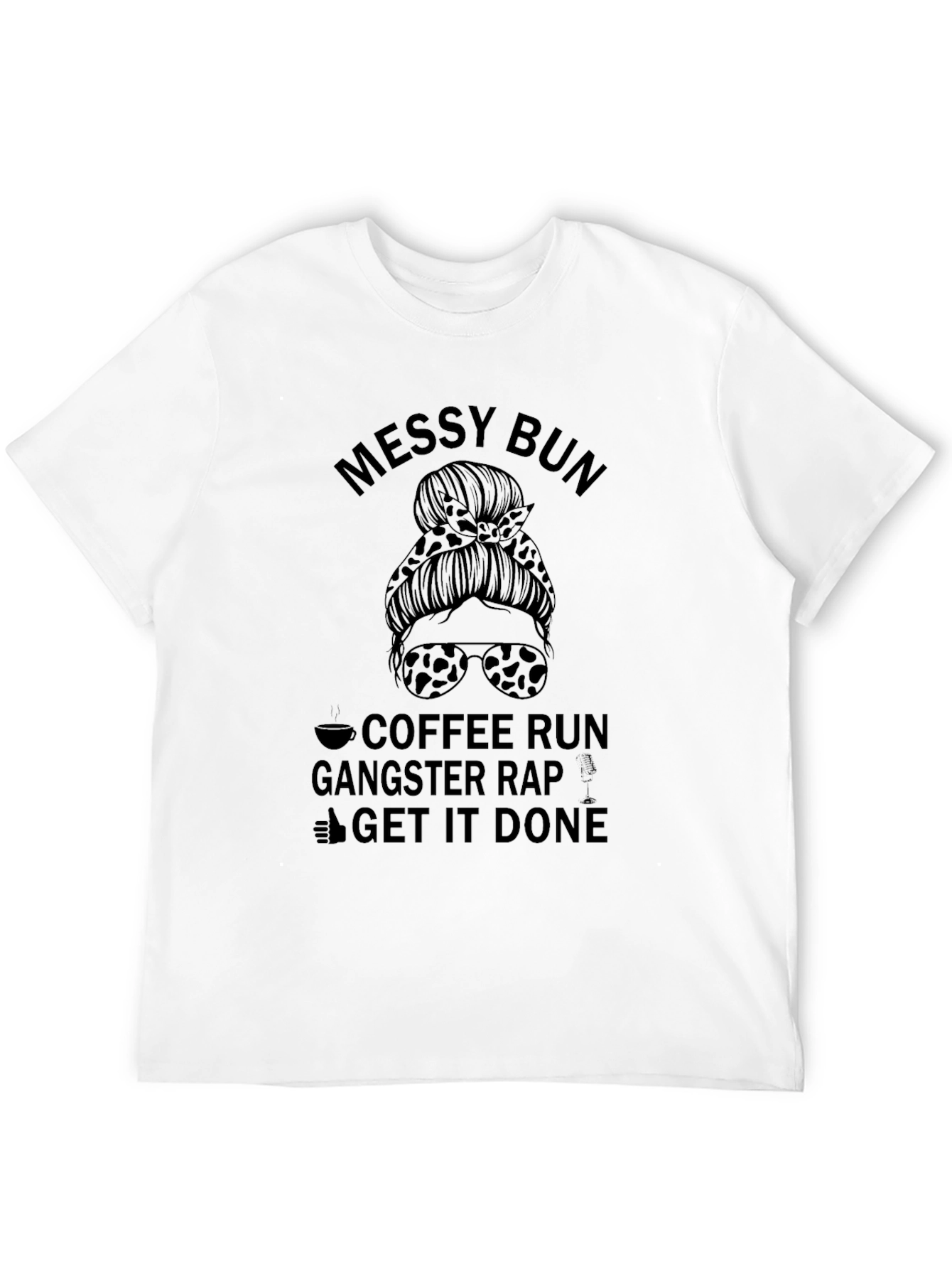 Black Messy Bun Coffee Run Gangster Rap Graphic Tee view 12