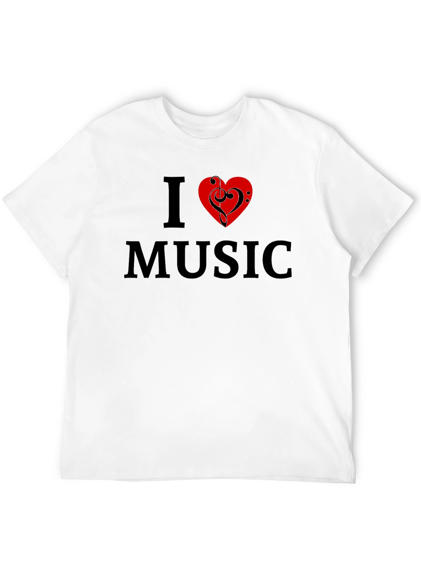 Black I Love Music Graphic Tee - Black Cotton T-Shirt view 12