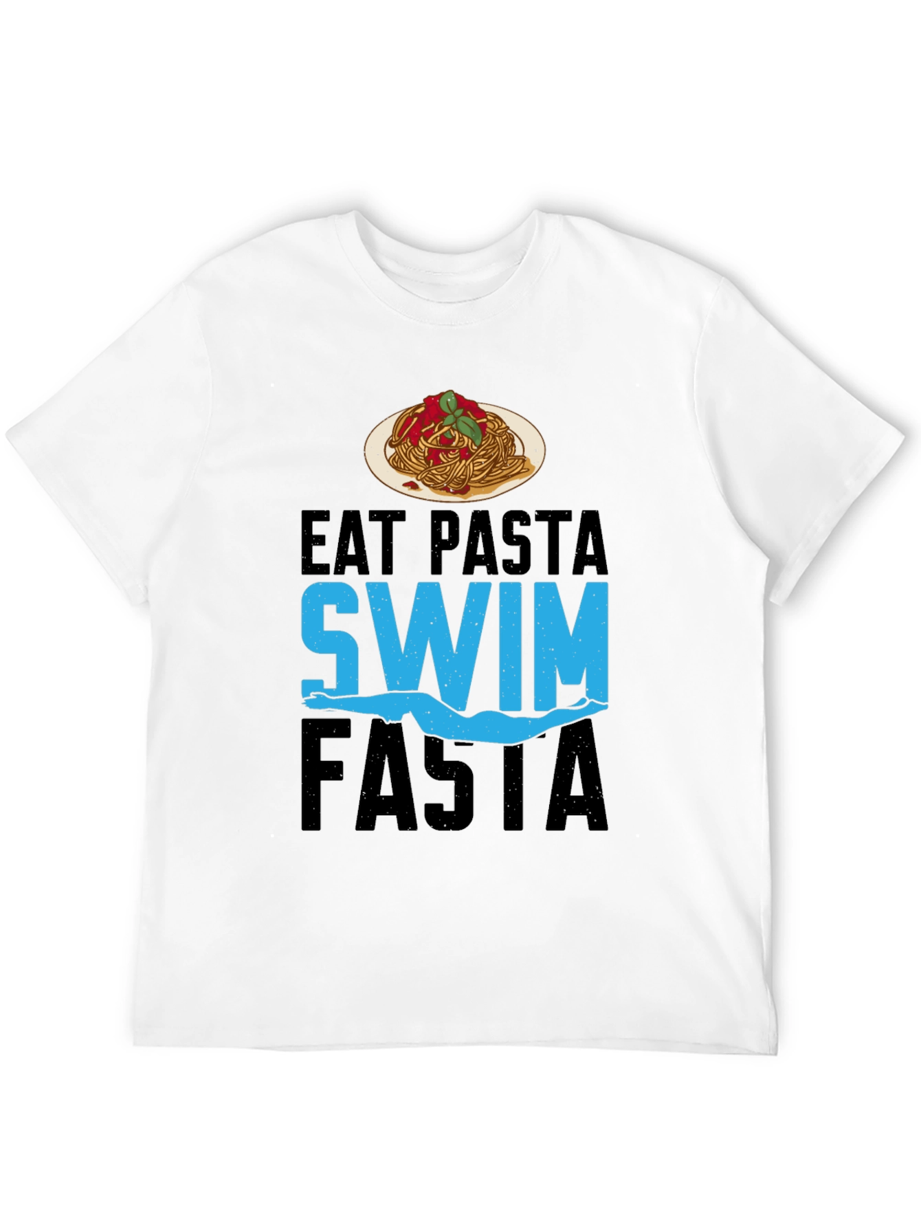 Black Eat Pasta Swim Fasta T-Shirt - Swimmer's Delight! view 12
