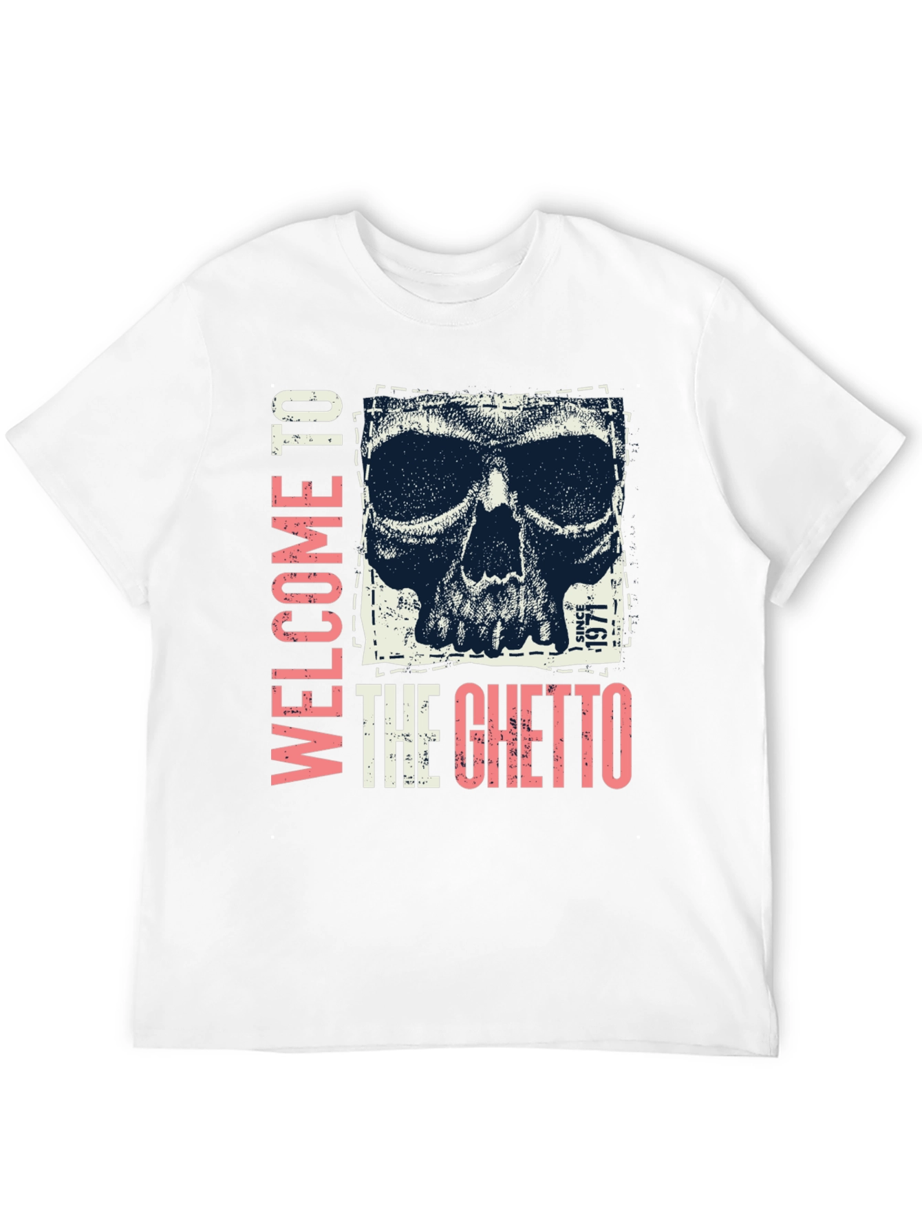 Black Welcome To The Ghetto Skull Graphic Tee view 12