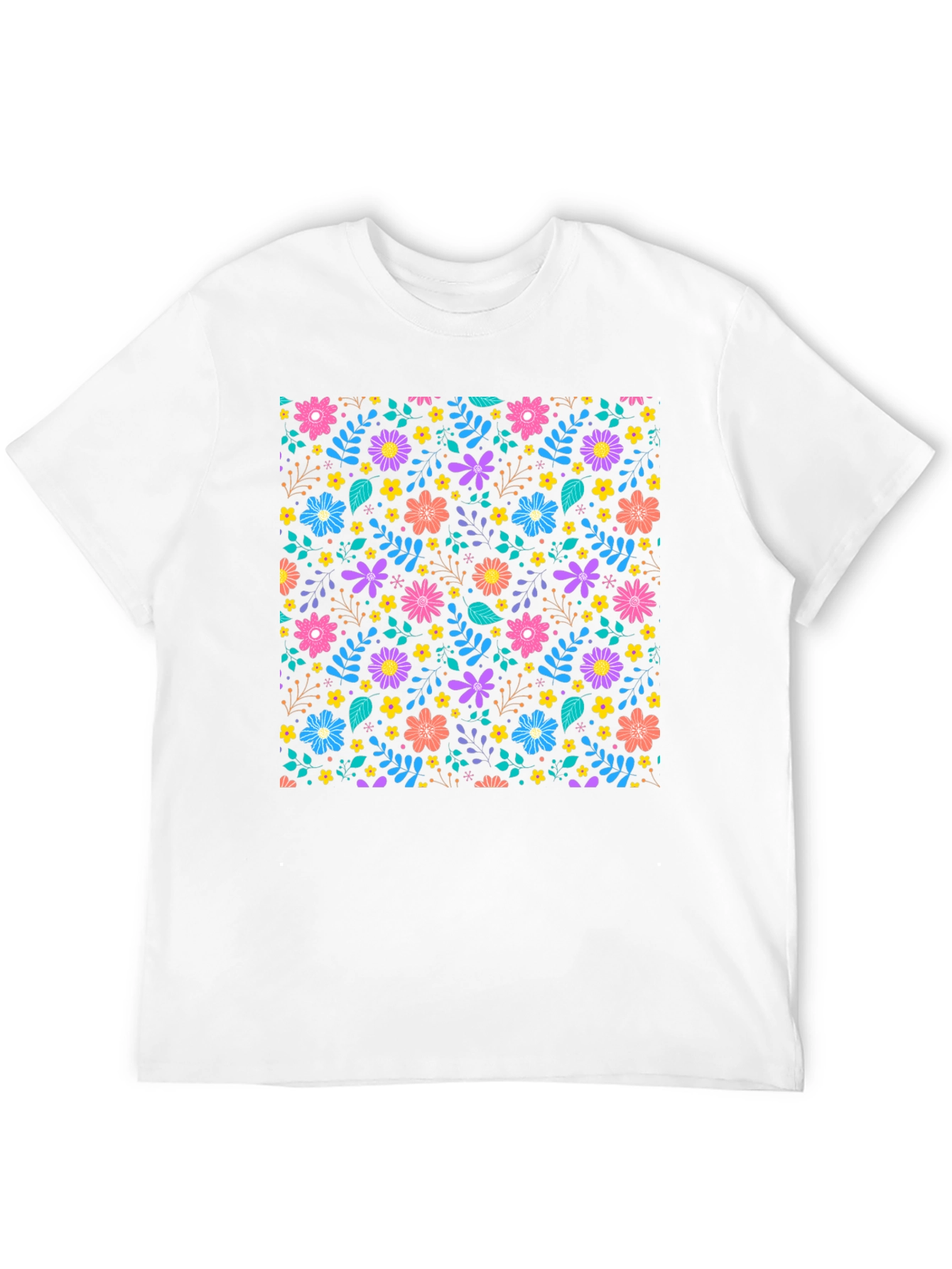 Black Floral Pattern Black T-Shirt view 12