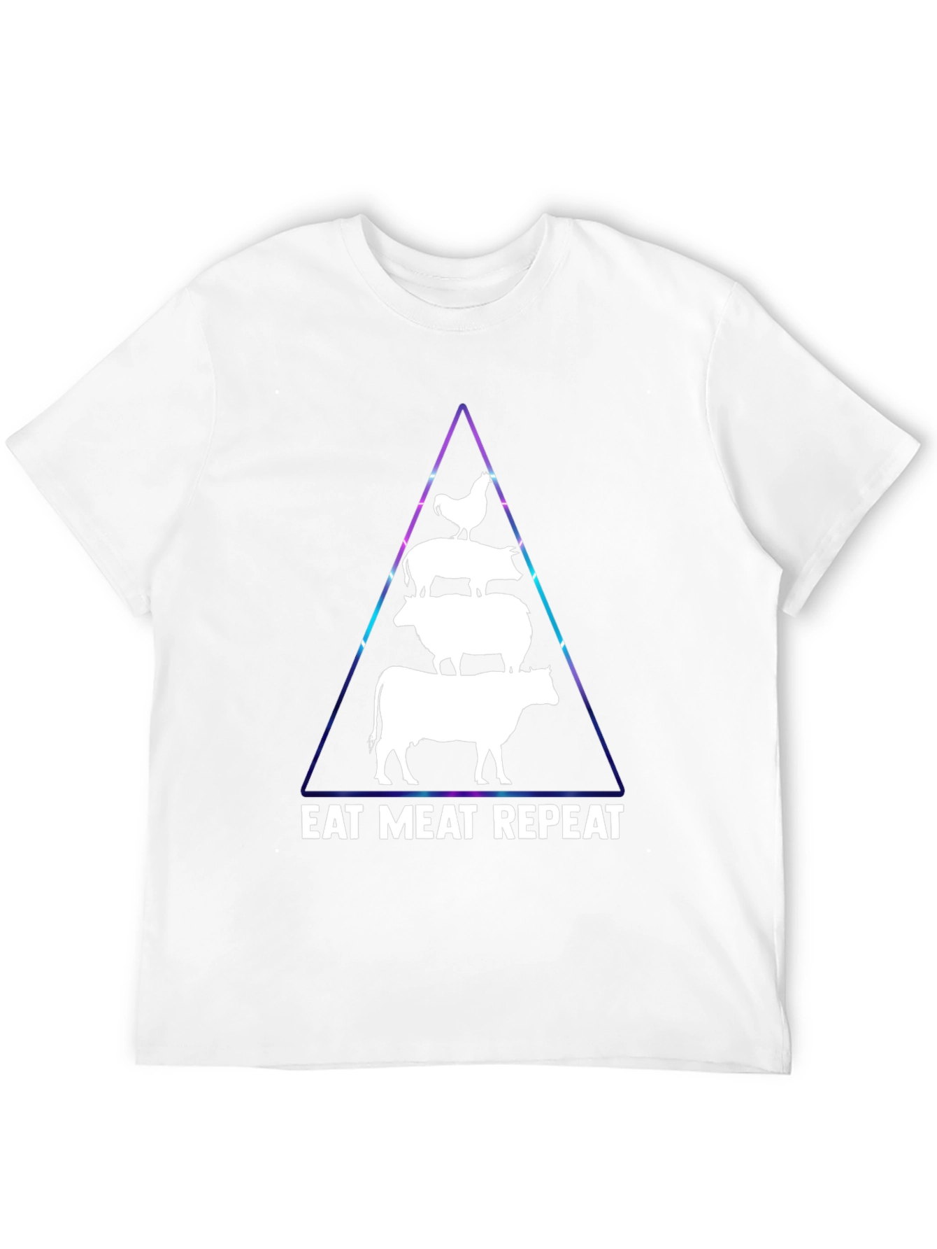 Black Eat Meat Repeat T-Shirt: Black, Animal Pyramid Design view 12