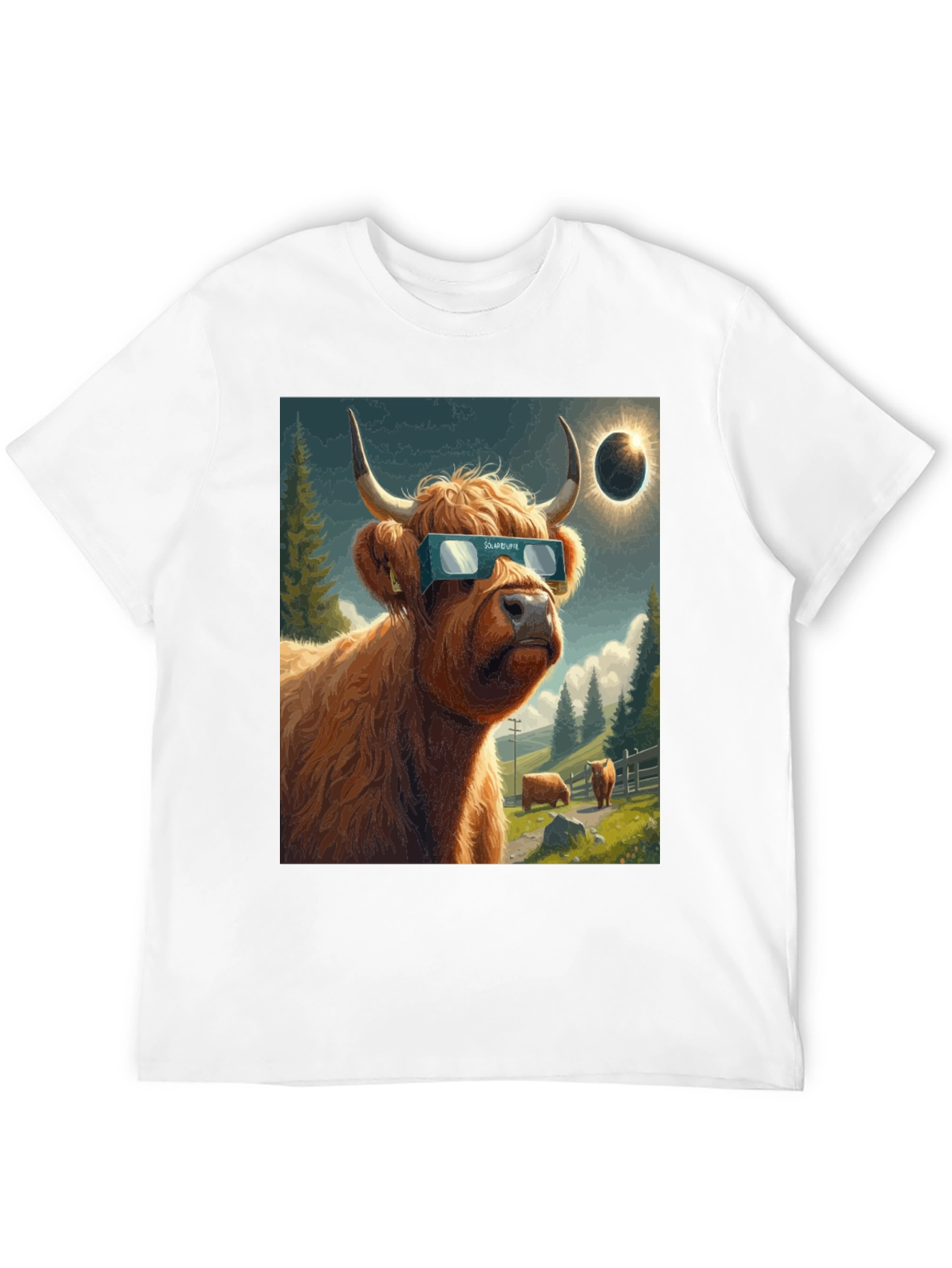 Black Solar Eclipse Cow Graphic Tee - Black view 12