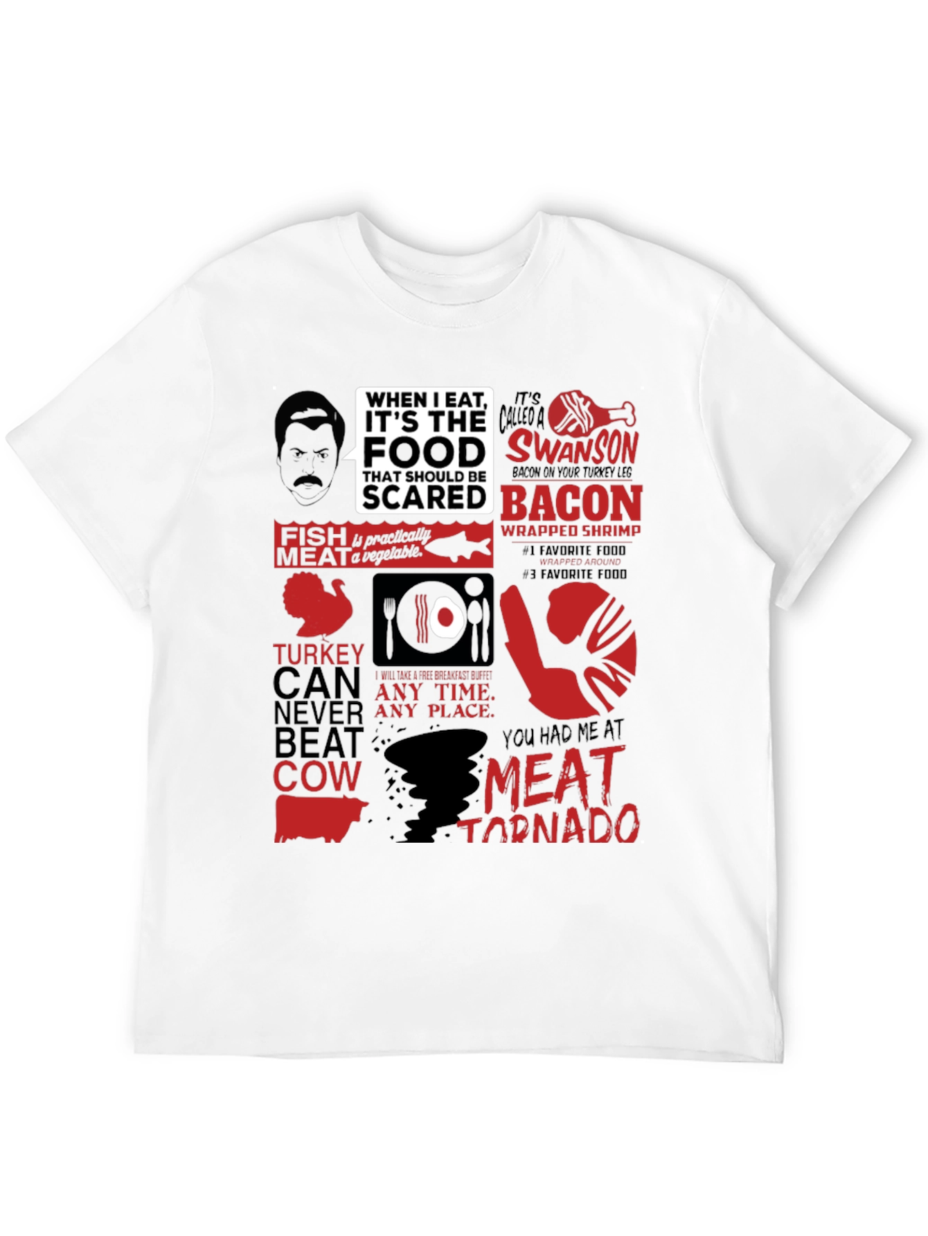 Ron Swanson Food T-Shirt - Meat Tornado Humor Tee - 12