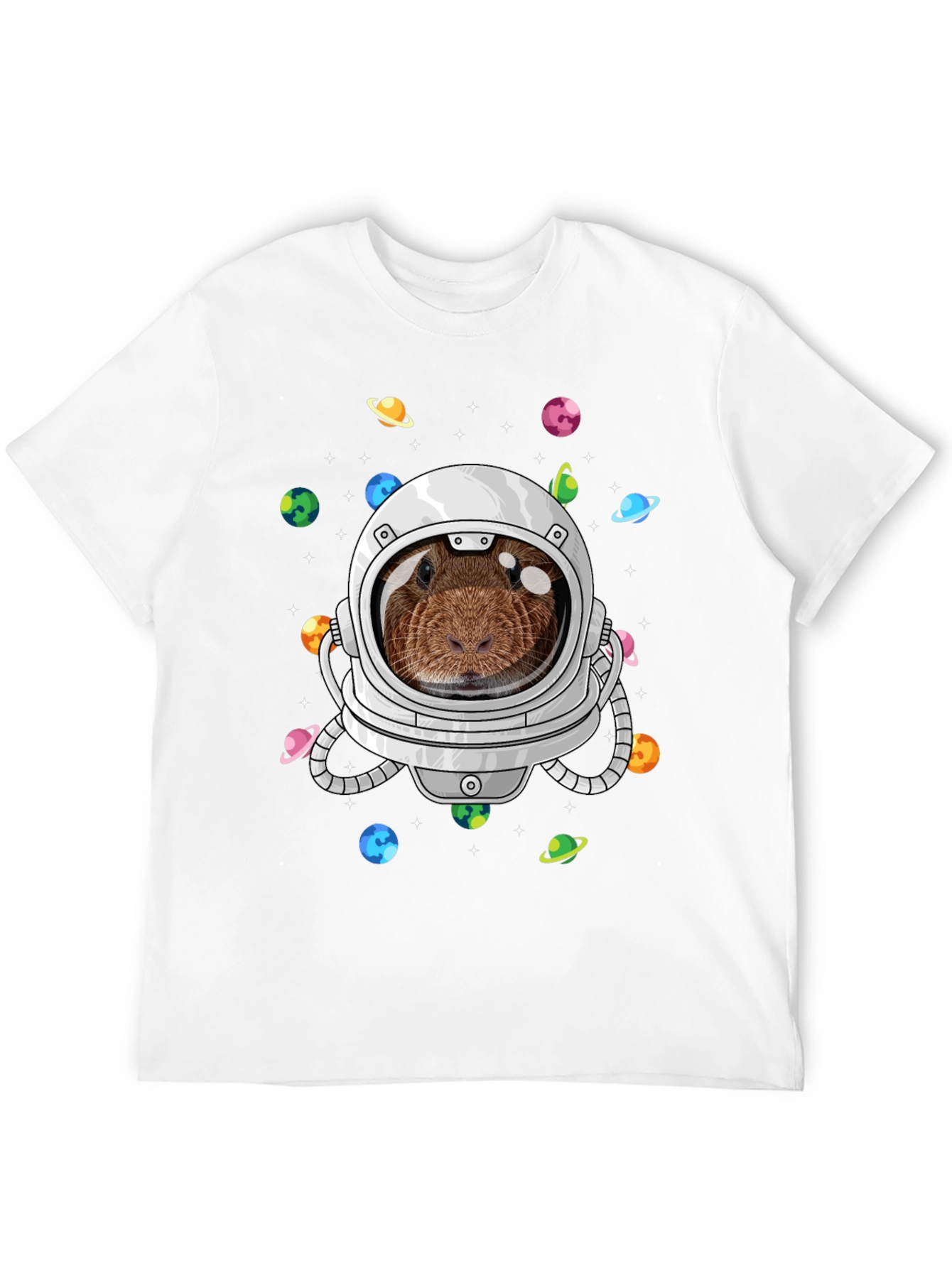 Black Guinea Pig Astronaut T-Shirt Funny Space Tee view 12