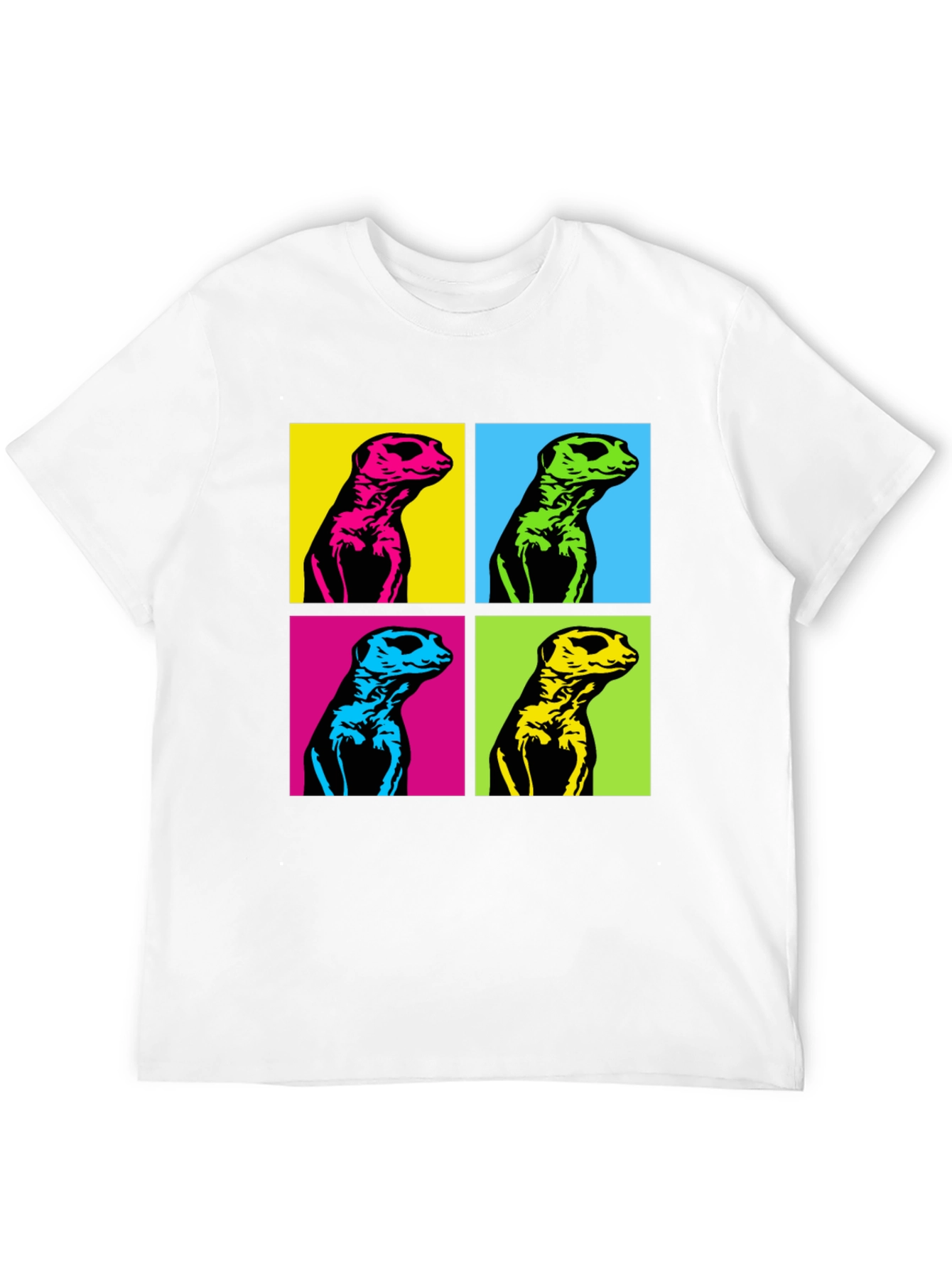 Black Pop Art Meerkat Graphic Tee - Unique Animal T-Shirt view 12