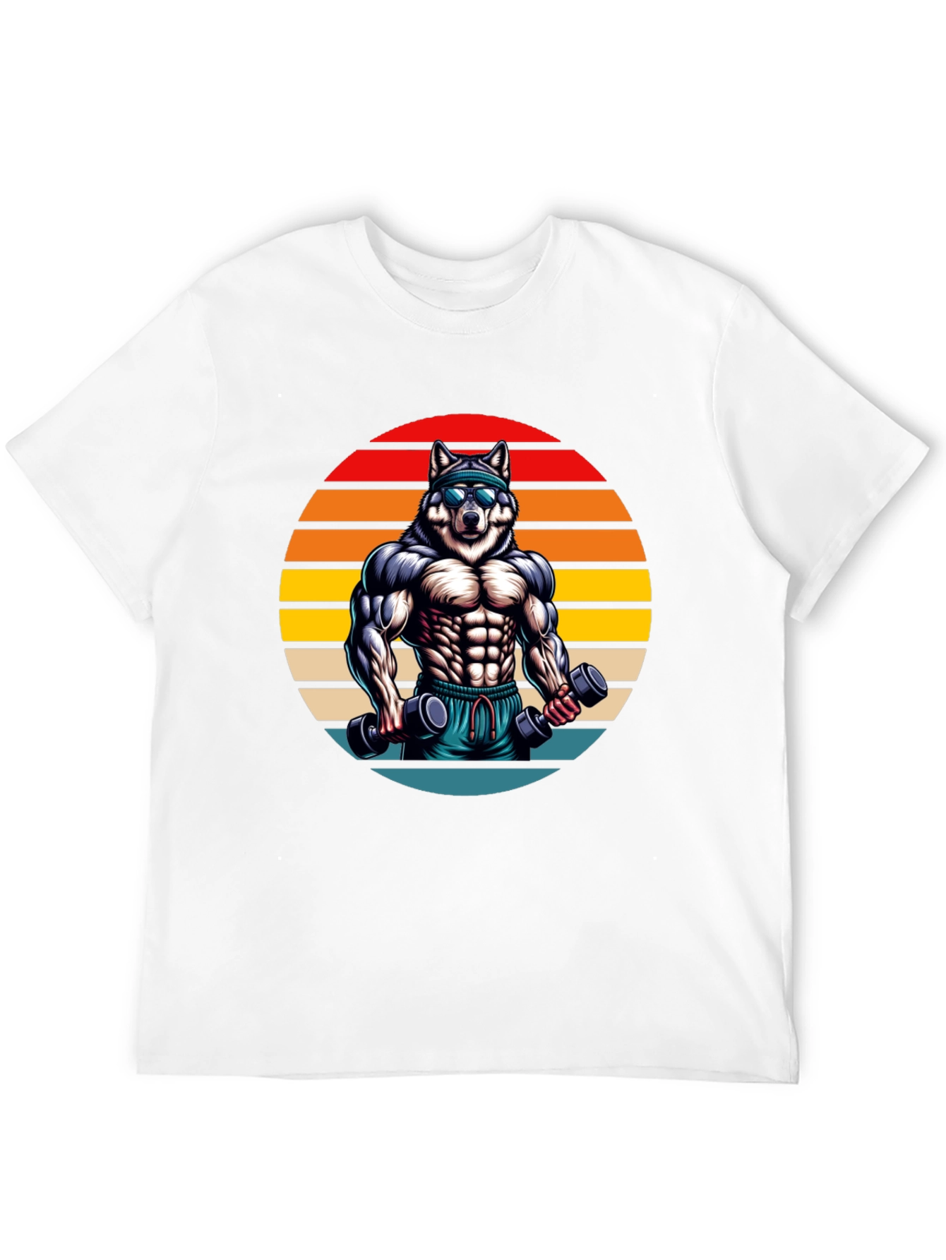 Black Wolf Gym T-Shirt - Retro Fitness Design view 12