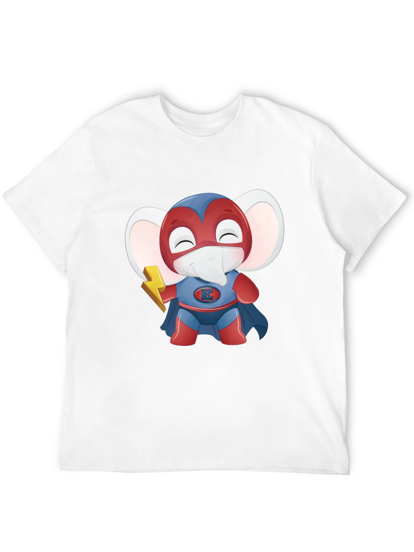 Black Superhero Elephant Cartoon T-Shirt view 12