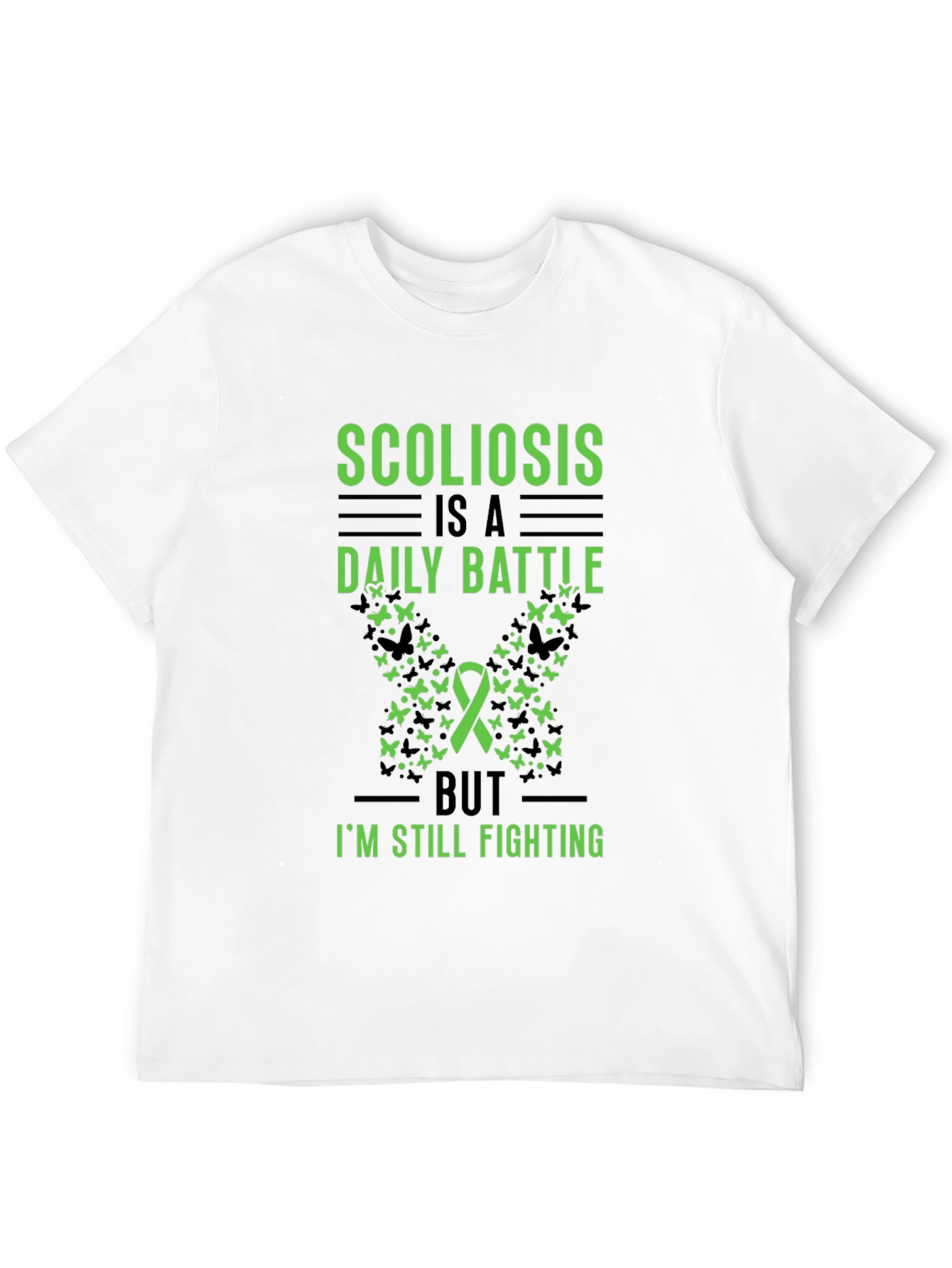 Black Scoliosis Awareness T-Shirt - Daily Battle Fighter view 12