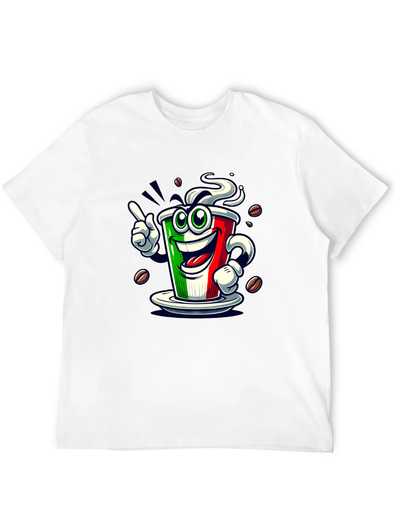 Black Italian Flag Coffee Graphic Tee - Fun Novelty Shirt view 12