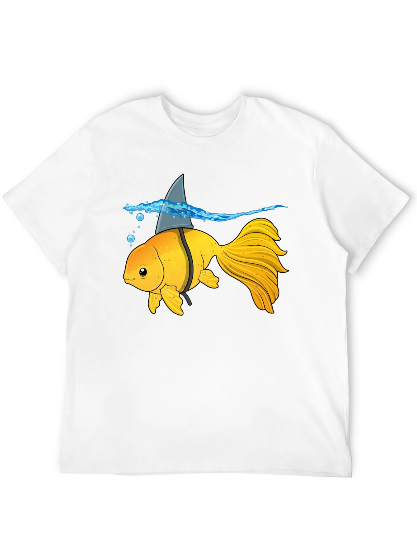 Black Goldfish Shark Fin Humor T-Shirt view 12
