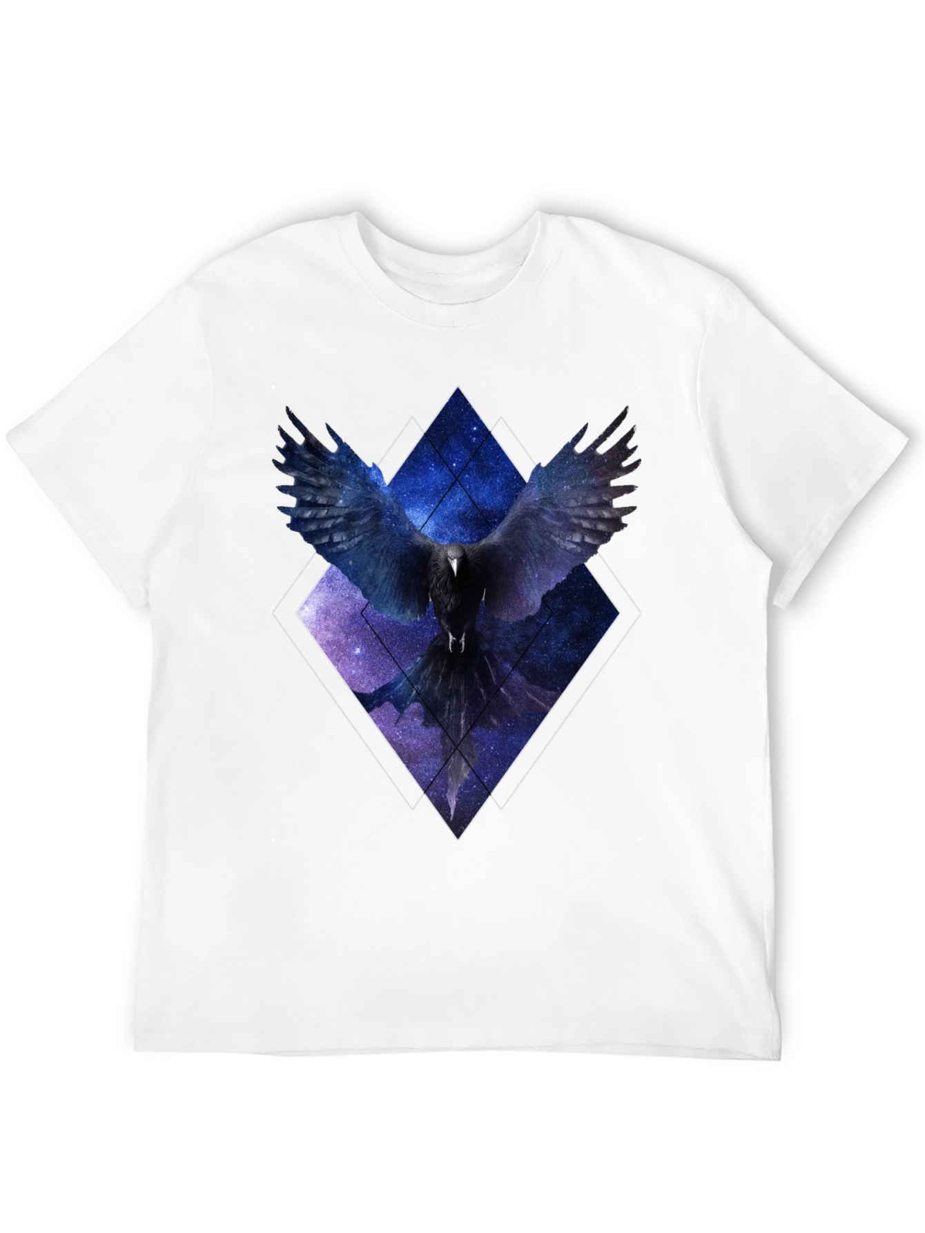 Black Cosmic Raven Graphic Tee - Unisex Black T-Shirt view 12