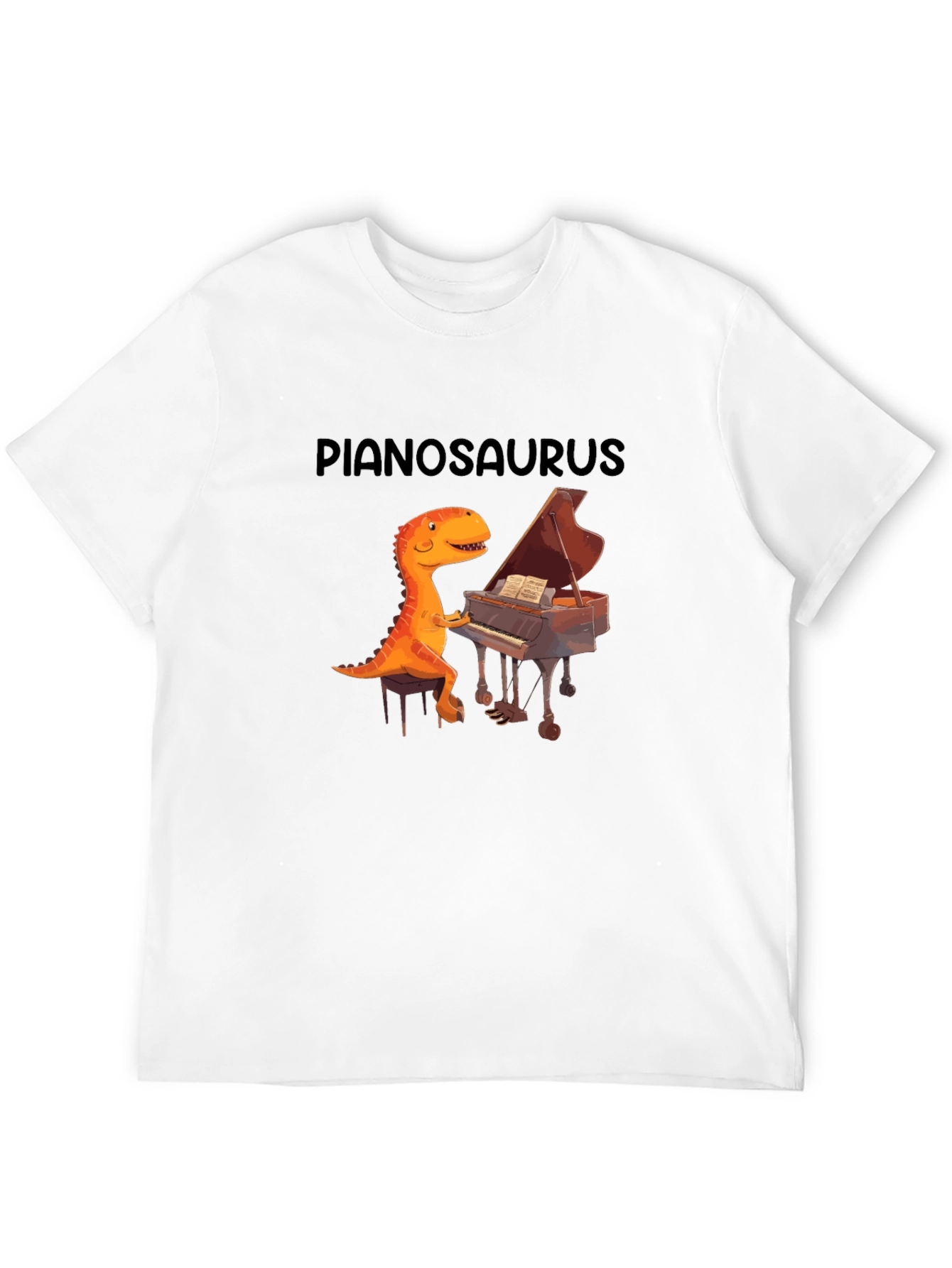 Black Pianosaurus Graphic Tee - Dino Piano Player Shirt view 12