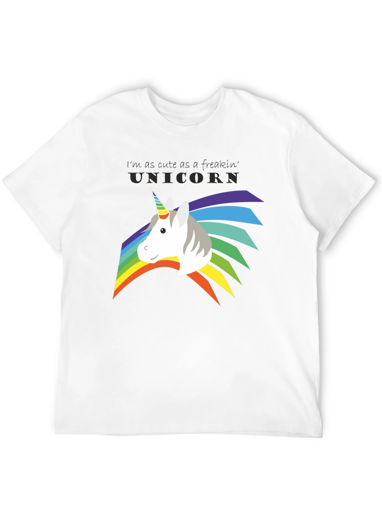 Black Cute Unicorn Freakin' Unicorn Rainbow T-Shirt view 12