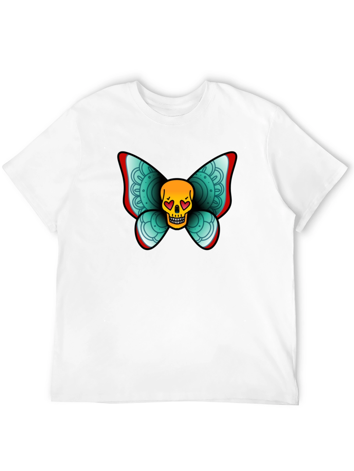 Black Skull Butterfly Graphic Tee - Black Cotton T-Shirt view 12