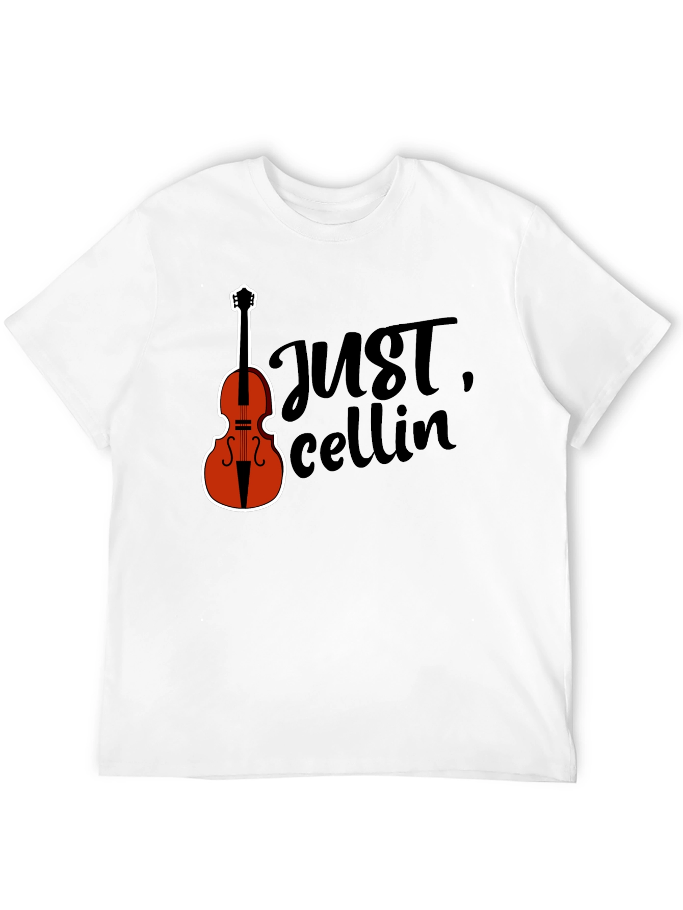 Black Just Cellin' Black T-Shirt with Cello Graphic view 12