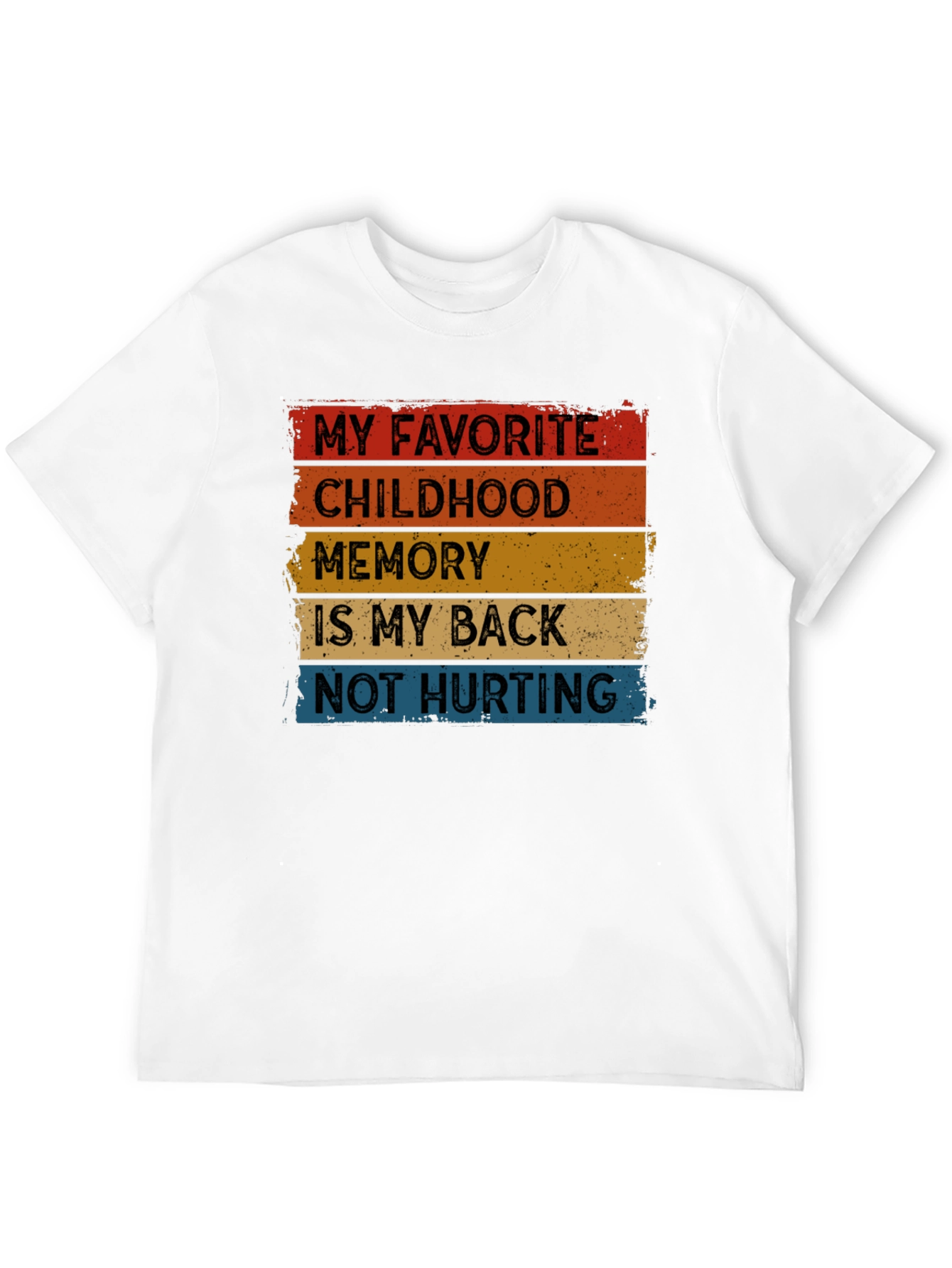 Black Funny Back Pain T-Shirt - "Childhood Memory" view 12