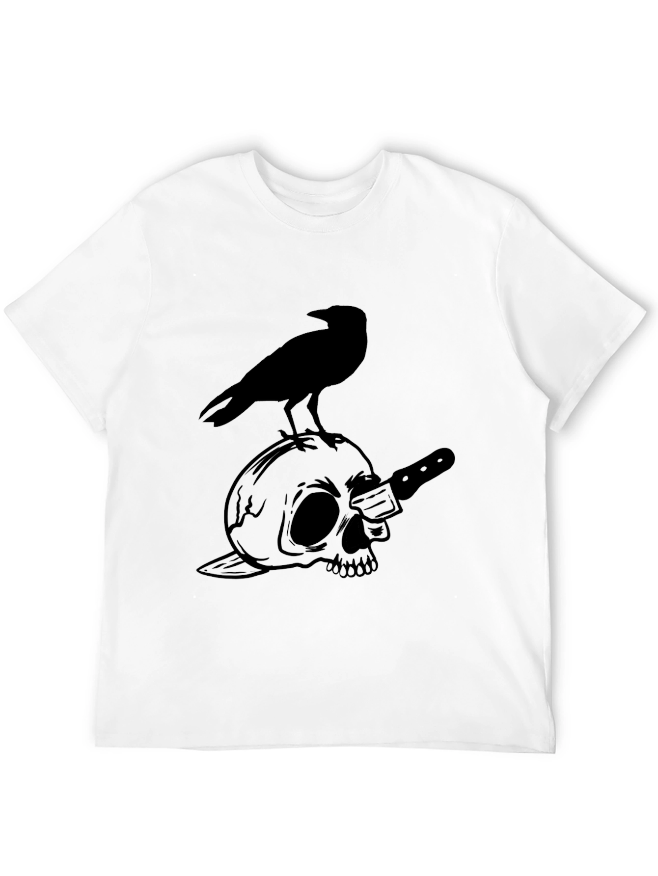 Raven Skull Tee - Goth Style Graphic T-Shirt - 12