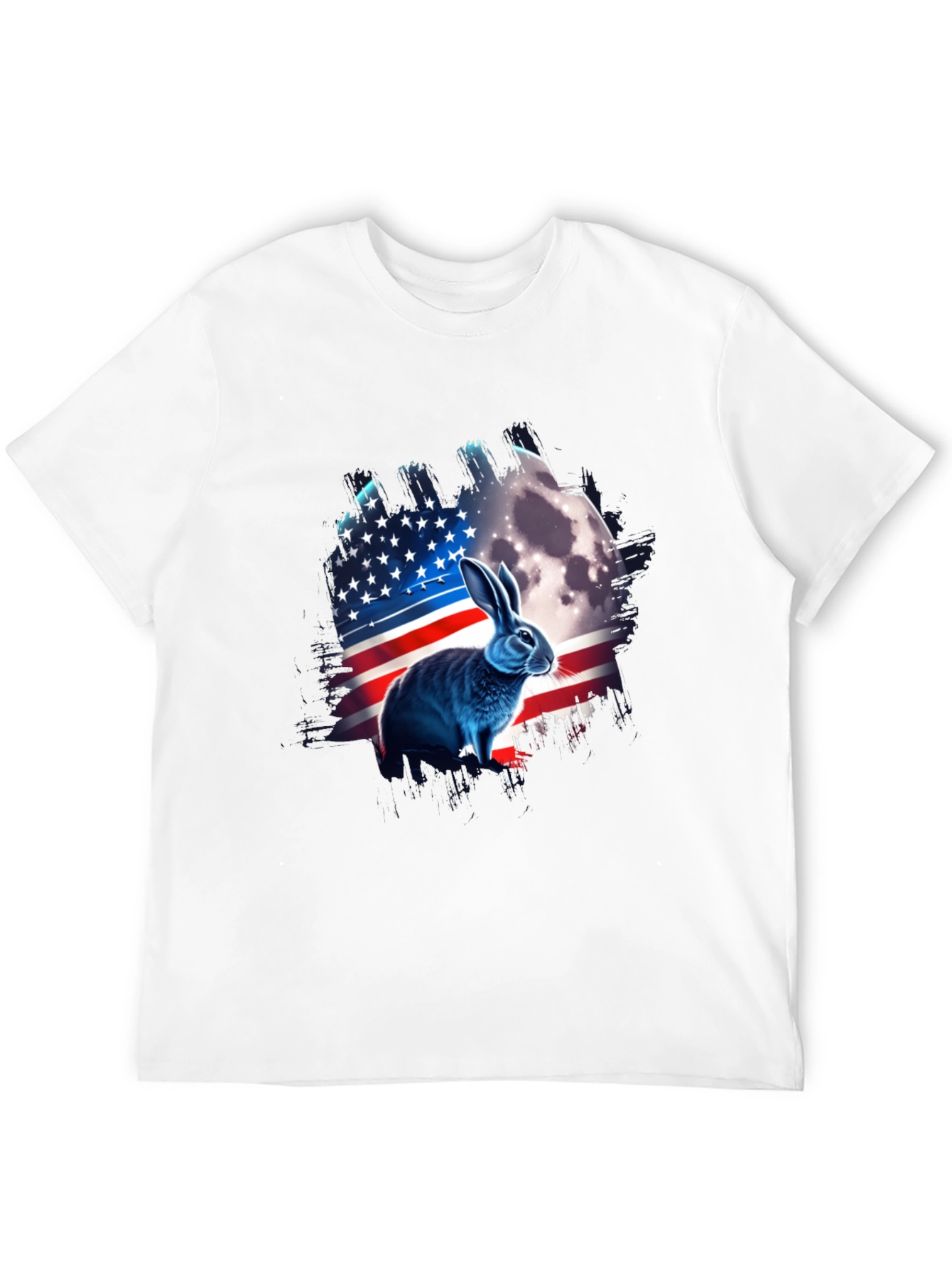 Black Patriotic Rabbit USA Flag T-Shirt view 12