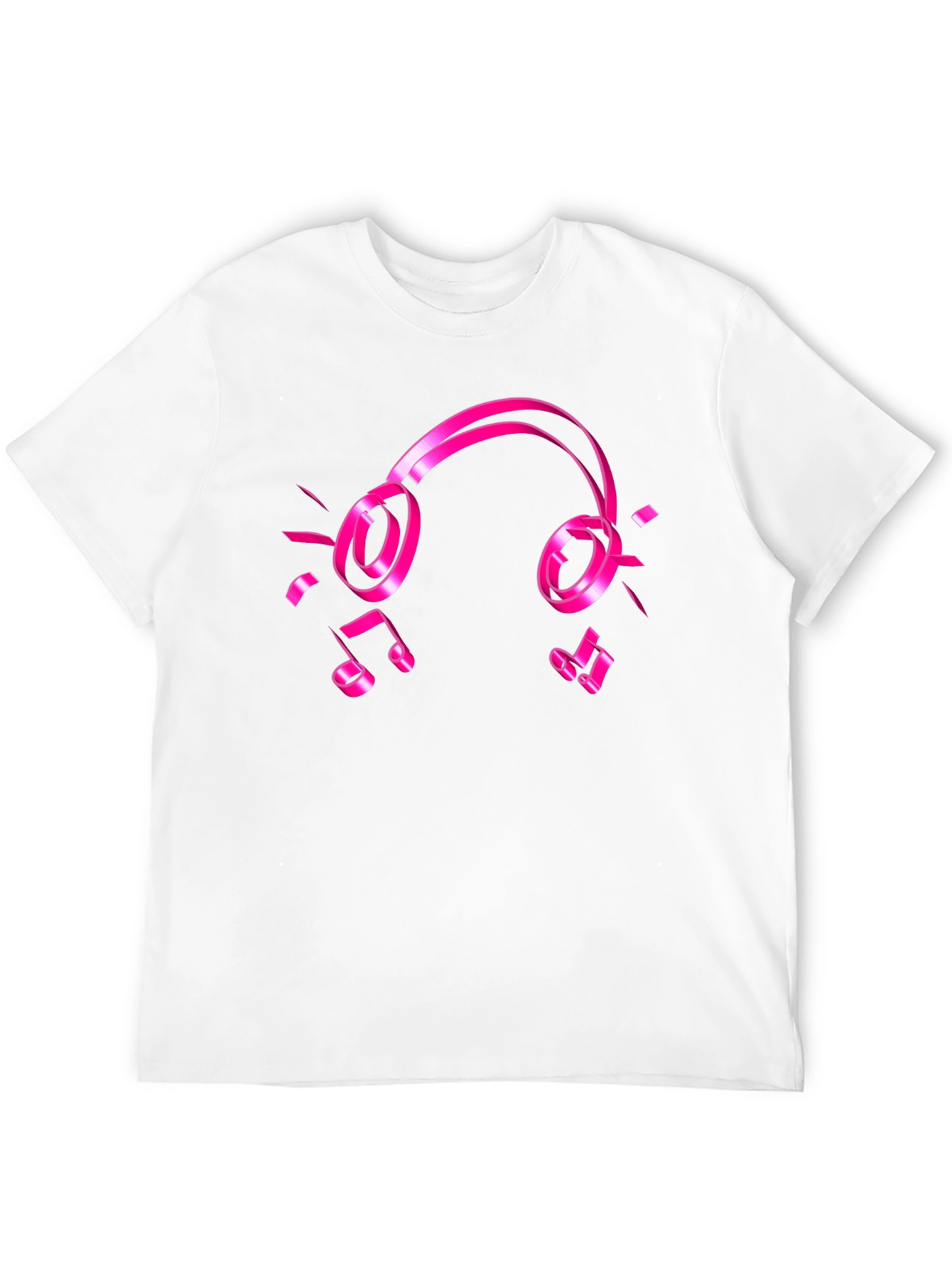 Black Black Tee with Pink Headphones and Music Notes Graphic view 12