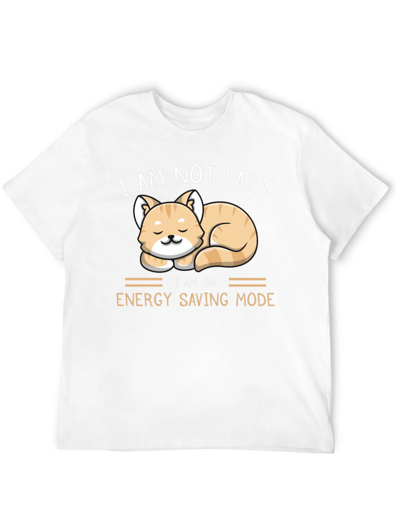 Black Funny Cat Energy Saving Mode T-Shirt view 12