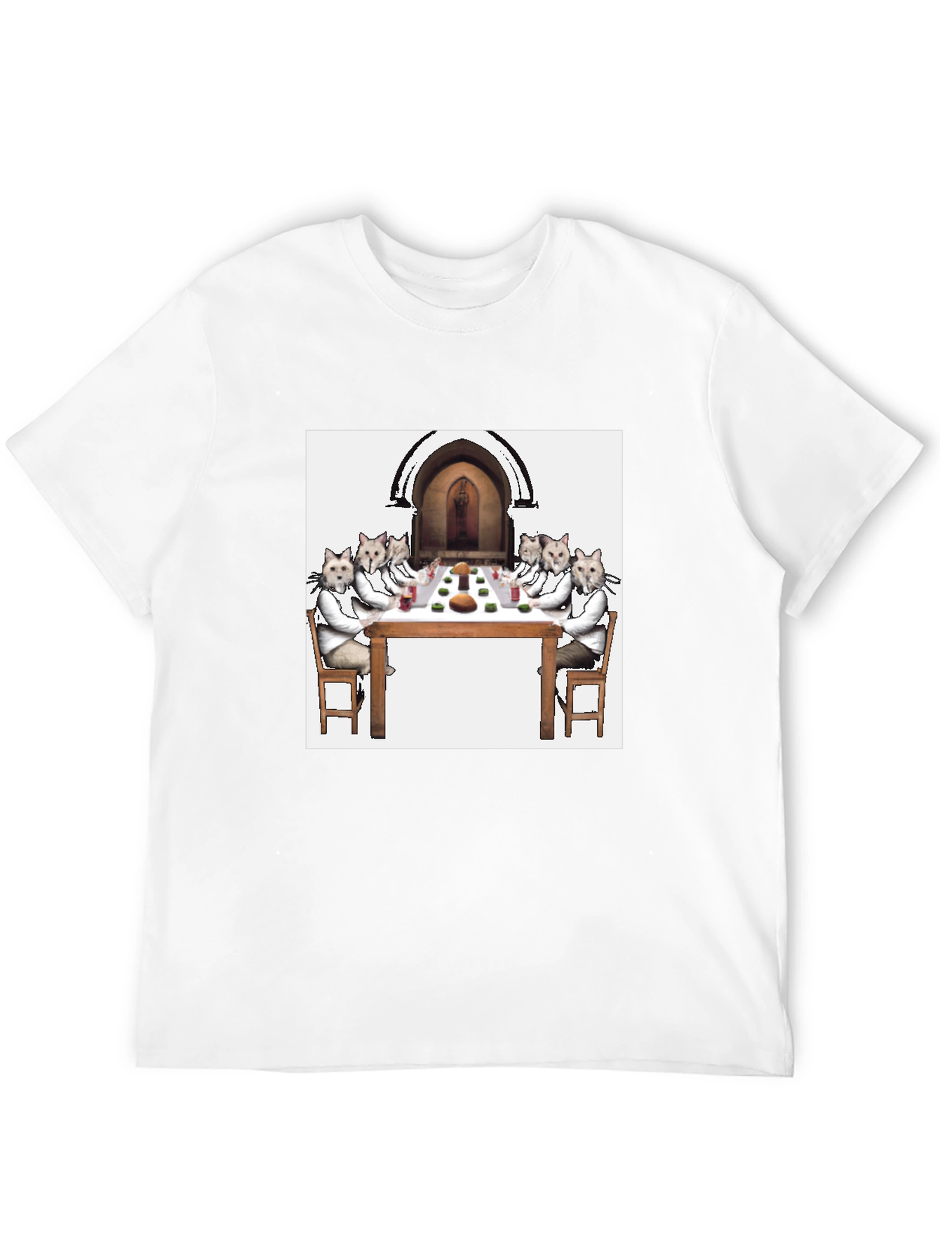 Black Cat Supper Black T-Shirt - Unique Feline Dinner Party Design view 12