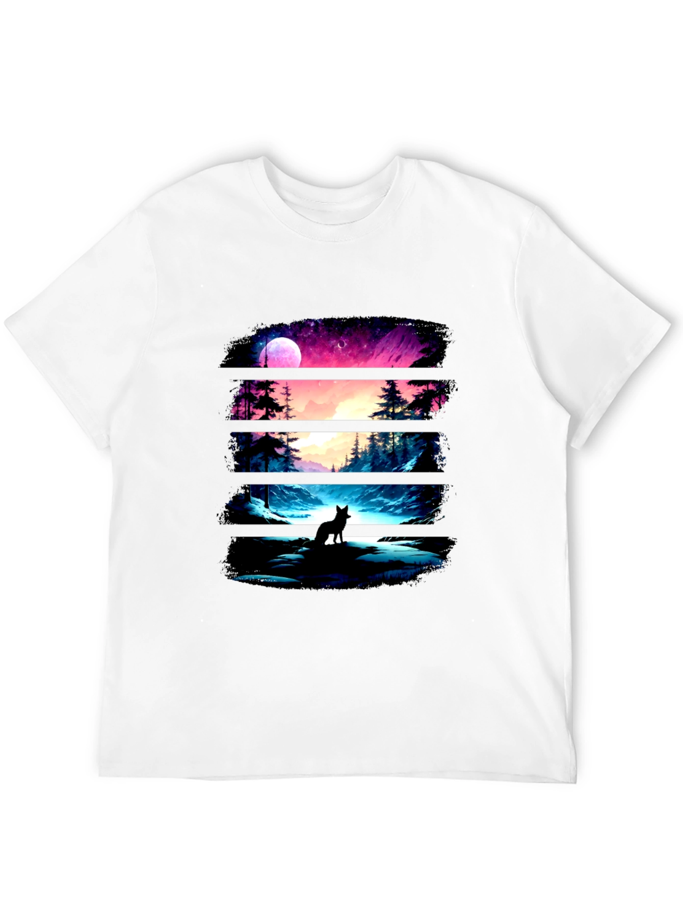 Black Wolf Landscape Black Graphic Tee view 12