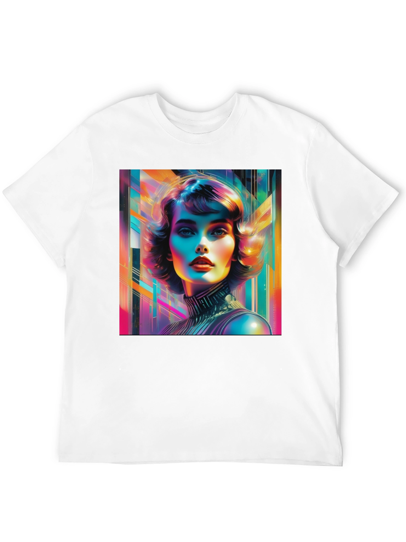 Black Vivid Retro Woman Graphic Tee - Modern Art Style view 12