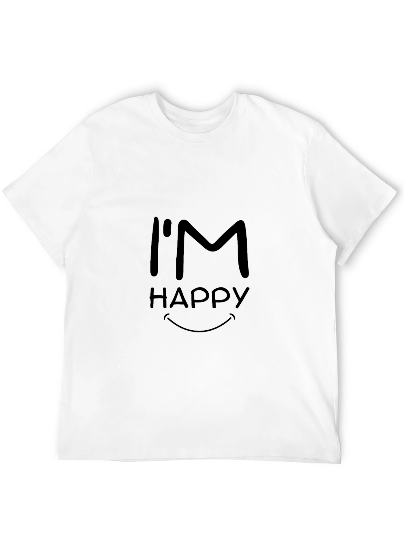 Black I'm Happy Graphic T-Shirt - Black, Short Sleeve, Casual view 12