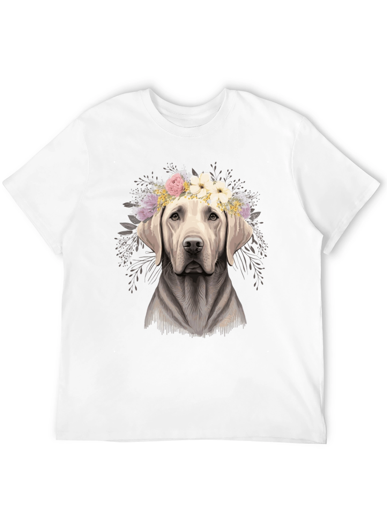 Black Dog with Flower Crown Graphic Tee - Black view 12