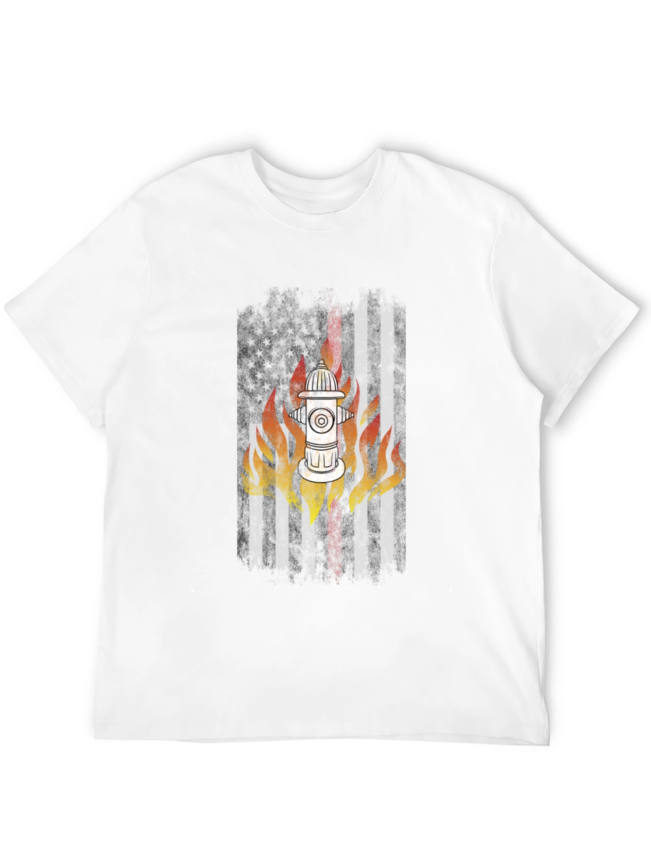 Black Firefighter USA Flag Hydrant T-Shirt view 12