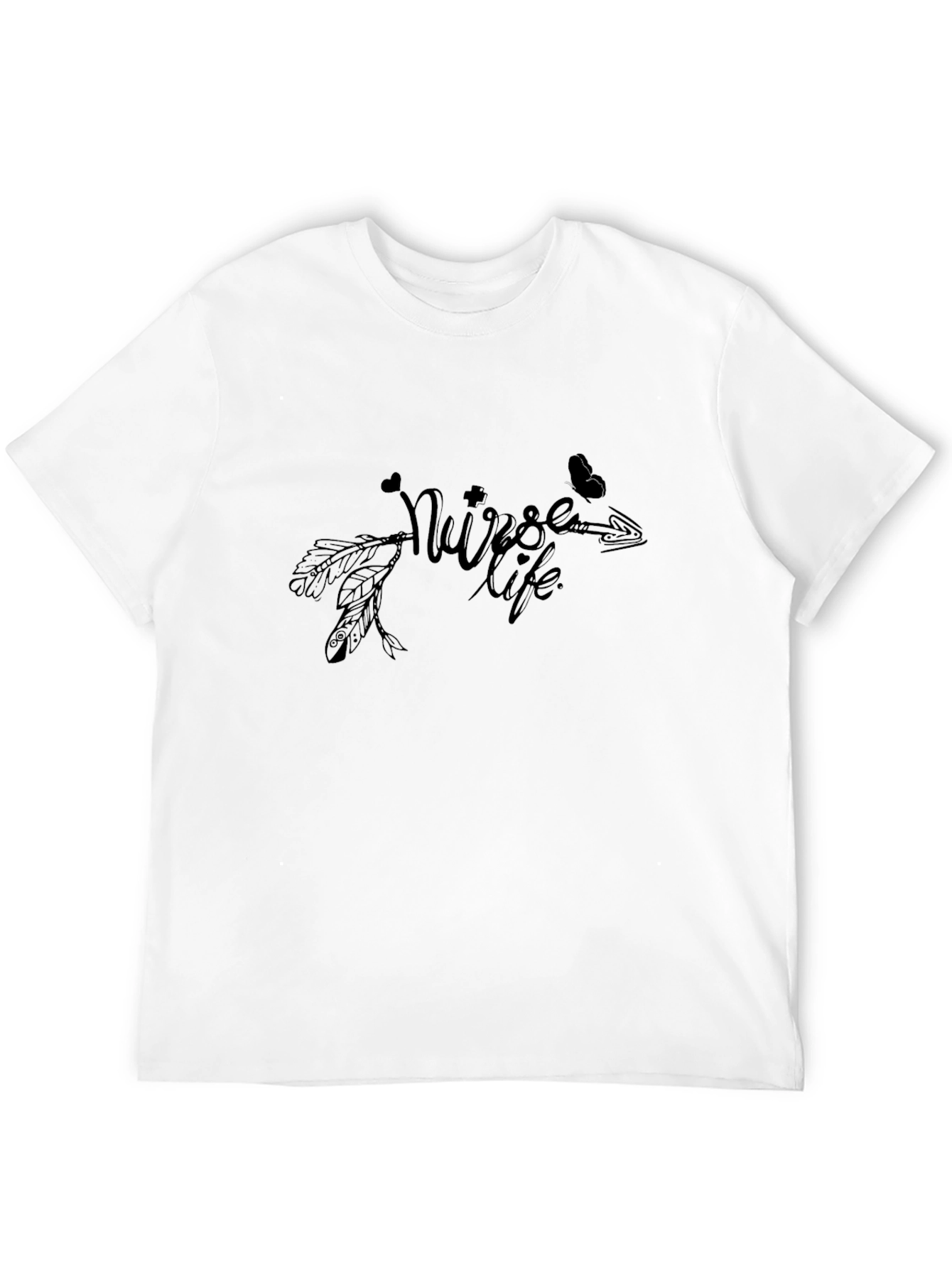 Black Nurse Life T-Shirt - Heart and Arrow Design view 12
