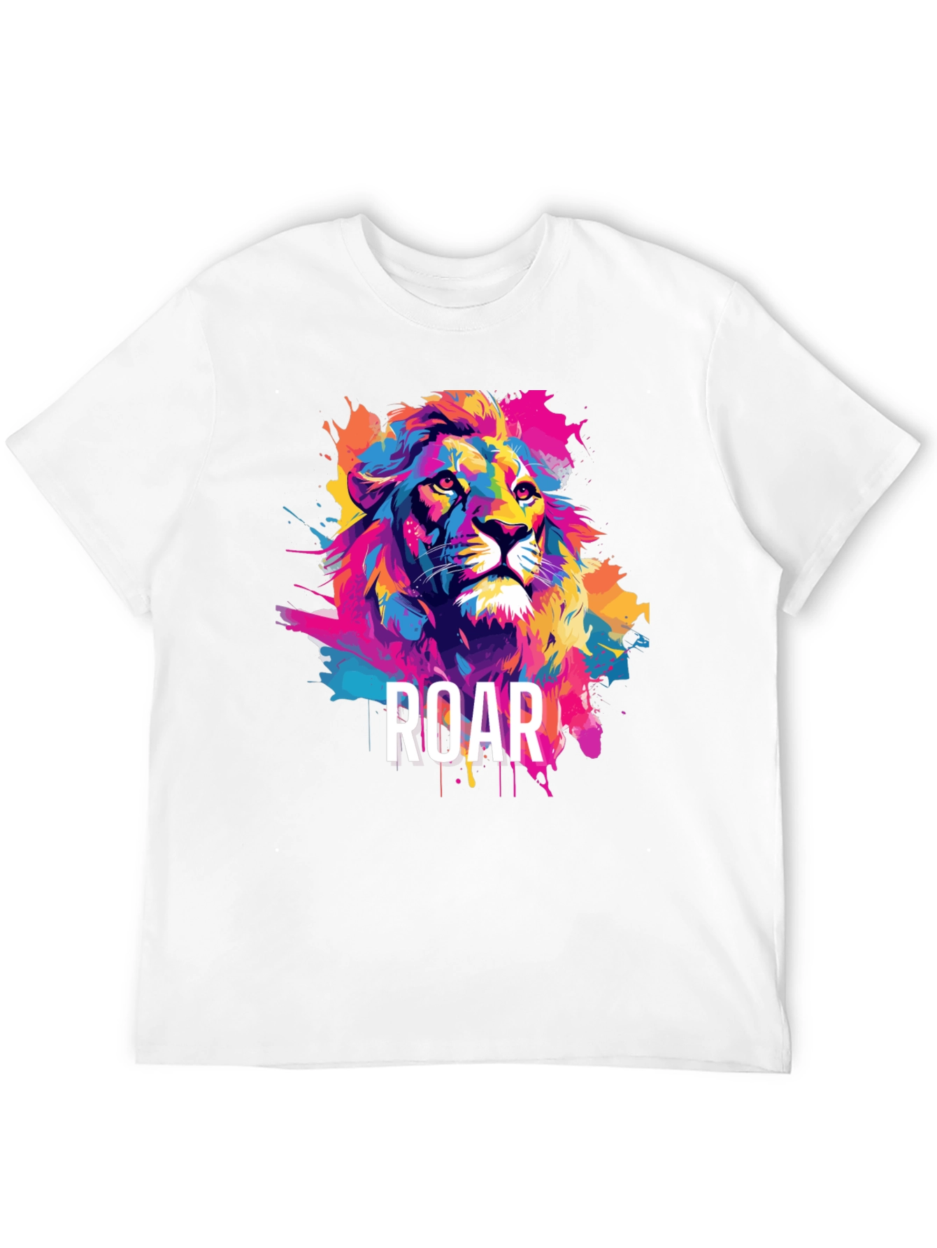 Black Colorful Lion Graphic Tee - ROAR view 12