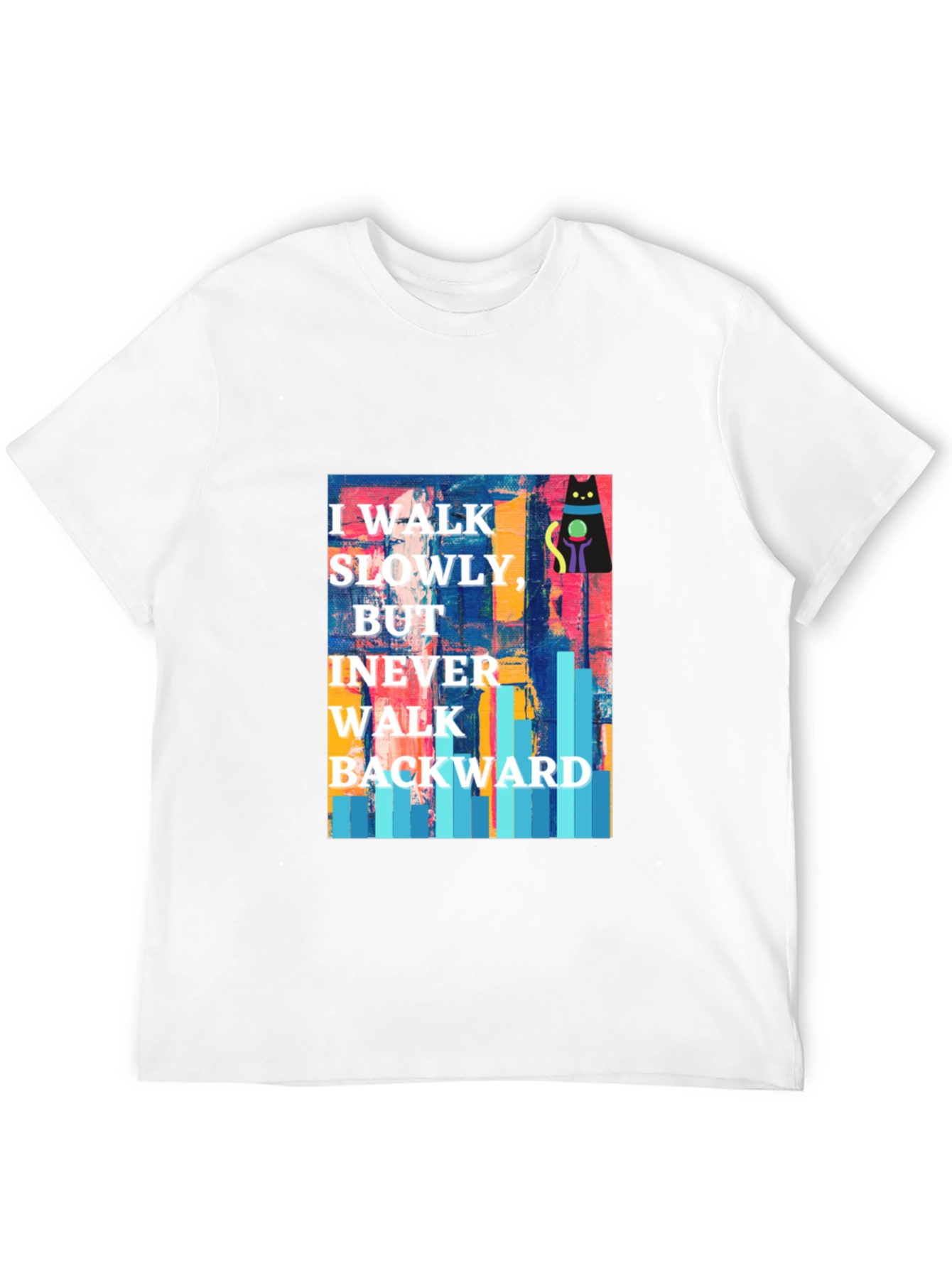 Black Abstract Cat Motivational T-Shirt view 12