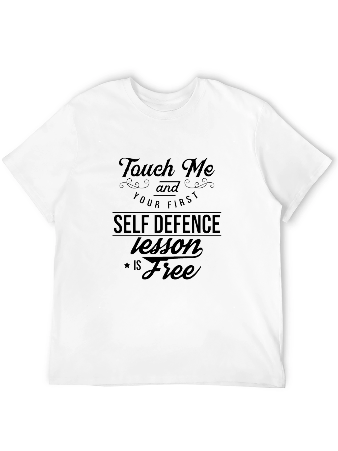Black Touch Me Funny Self Defence T-Shirt view 12