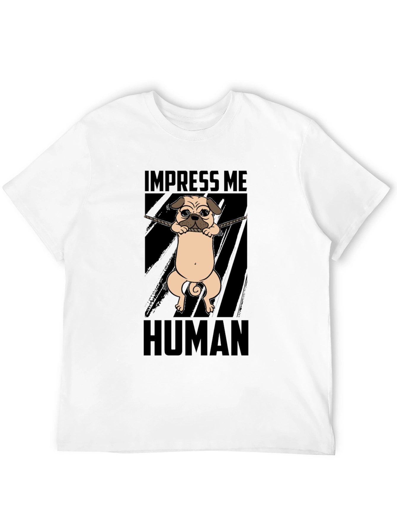 Black Impress Me Human Pug Graphic T-Shirt view 12