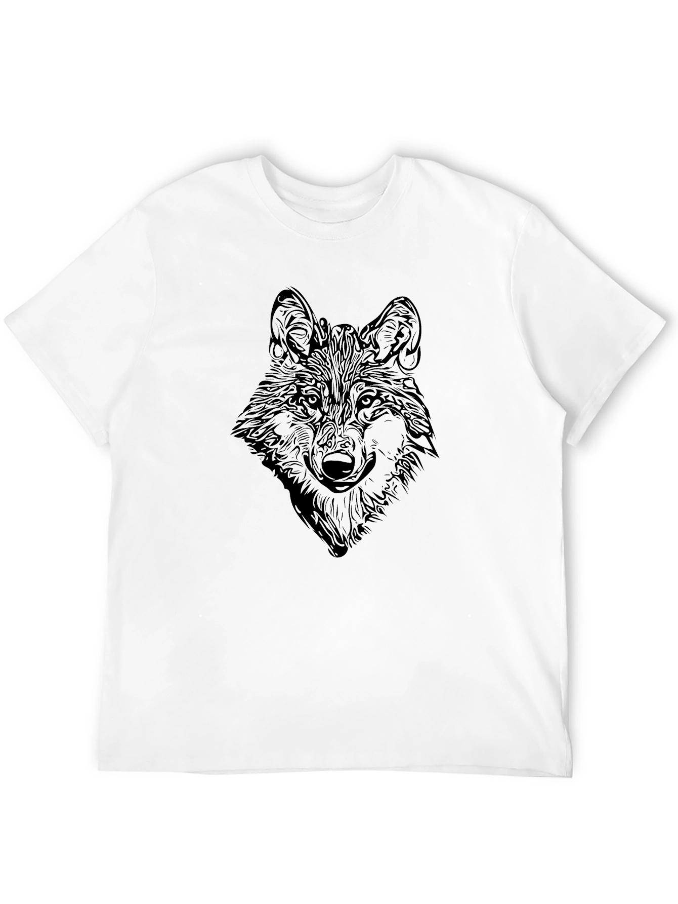 Black Wolf Graphic Print Crew Neck Tee - Black view 12