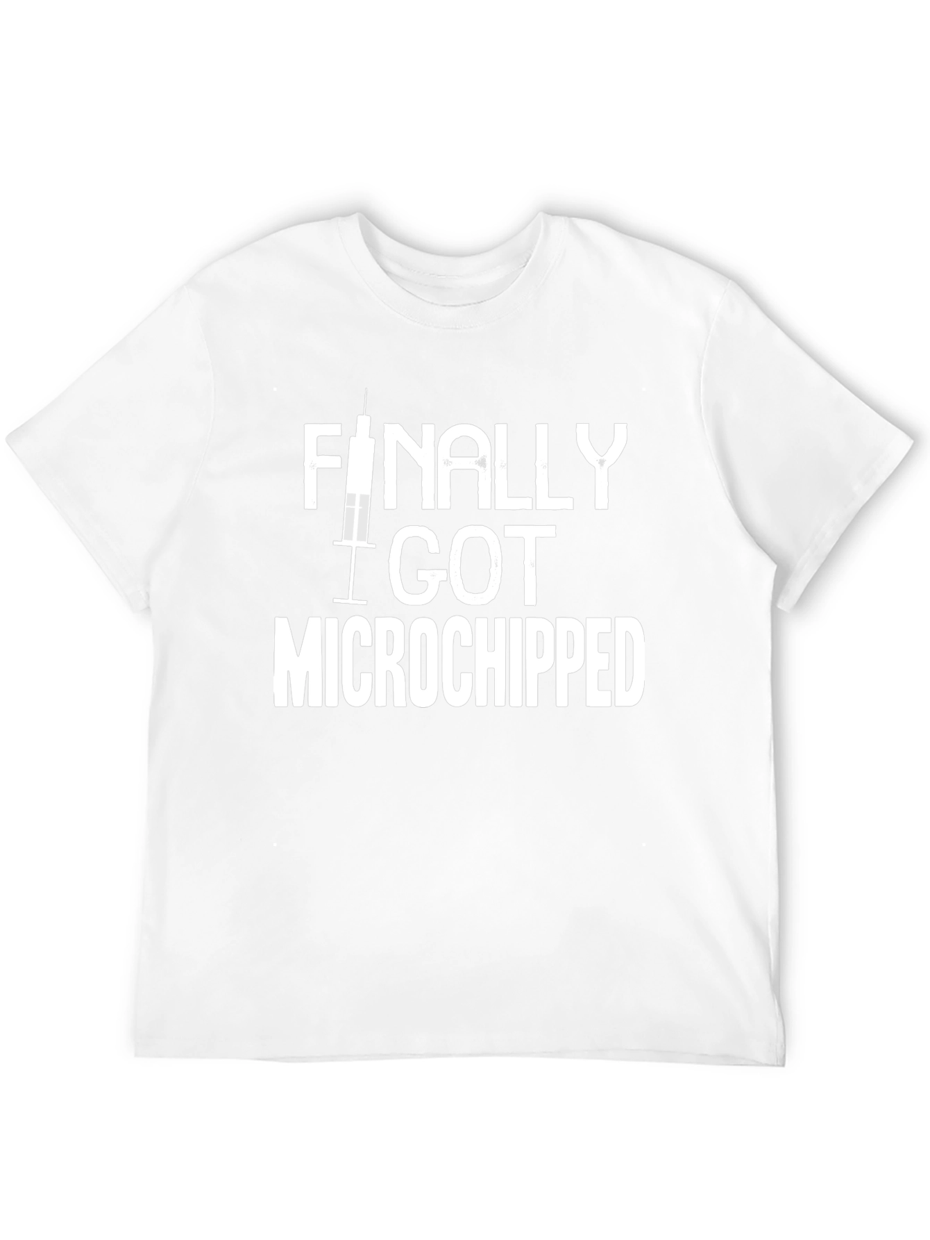 Black Finally Got Microchipped - Novelty T-Shirt view 12