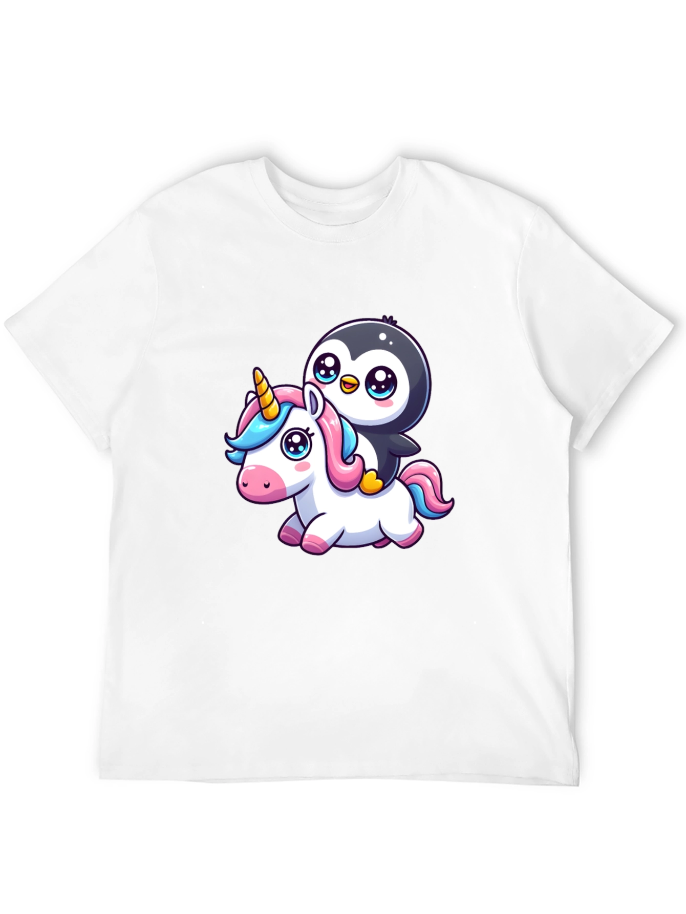 Black Penguin Riding Unicorn Graphic Tee view 12