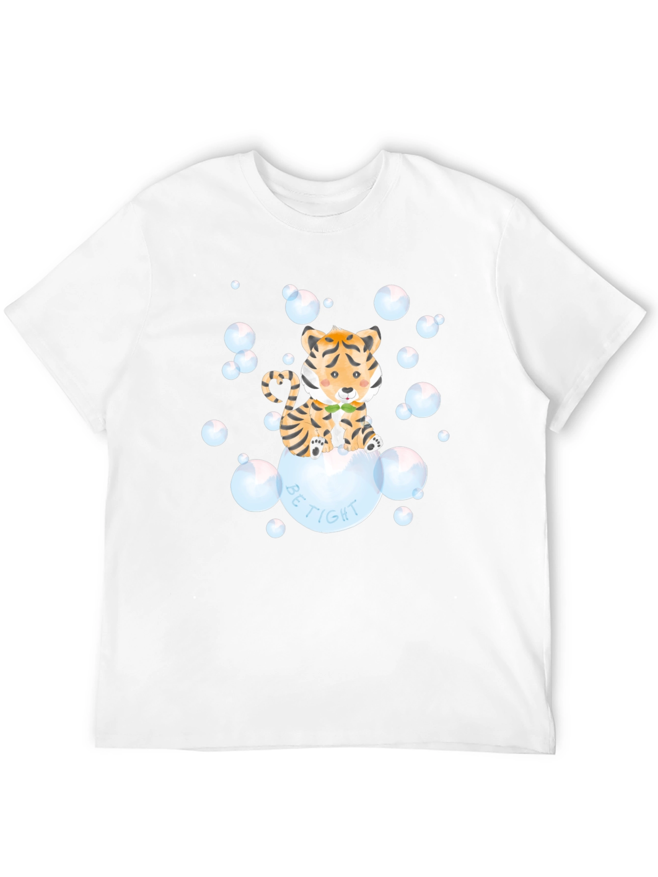 Black Cute Tiger Bubbles Graphic T-Shirt view 12