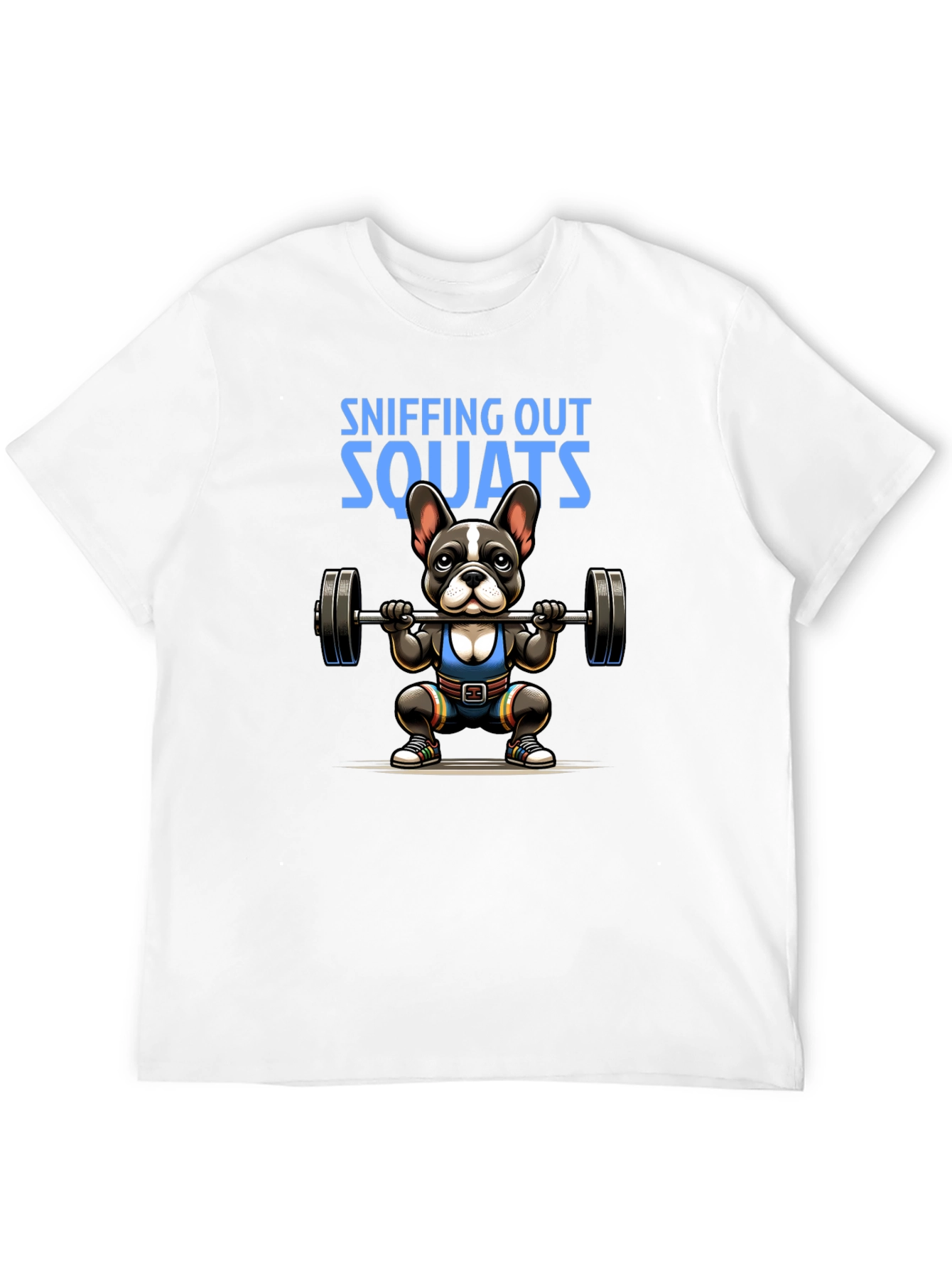 Black Sniffing Out Squats T-Shirt - Fitness Dog Design view 12
