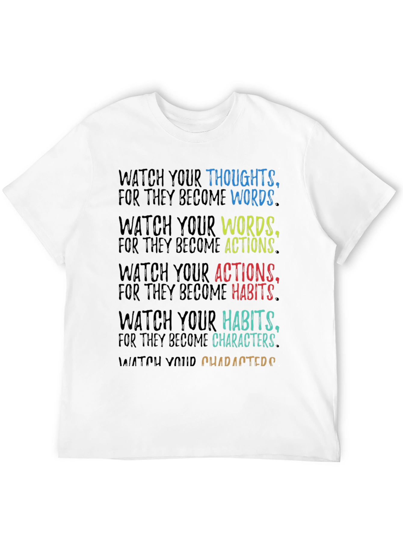 Black Inspirational Quote T-Shirt - Watch Your Thoughts view 12